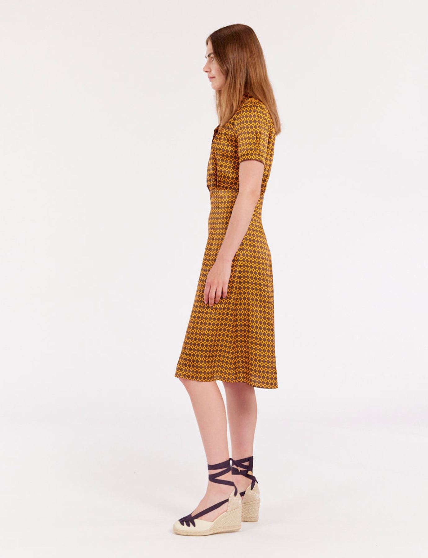 Bedrucktes Kleid aus Satin Angèle