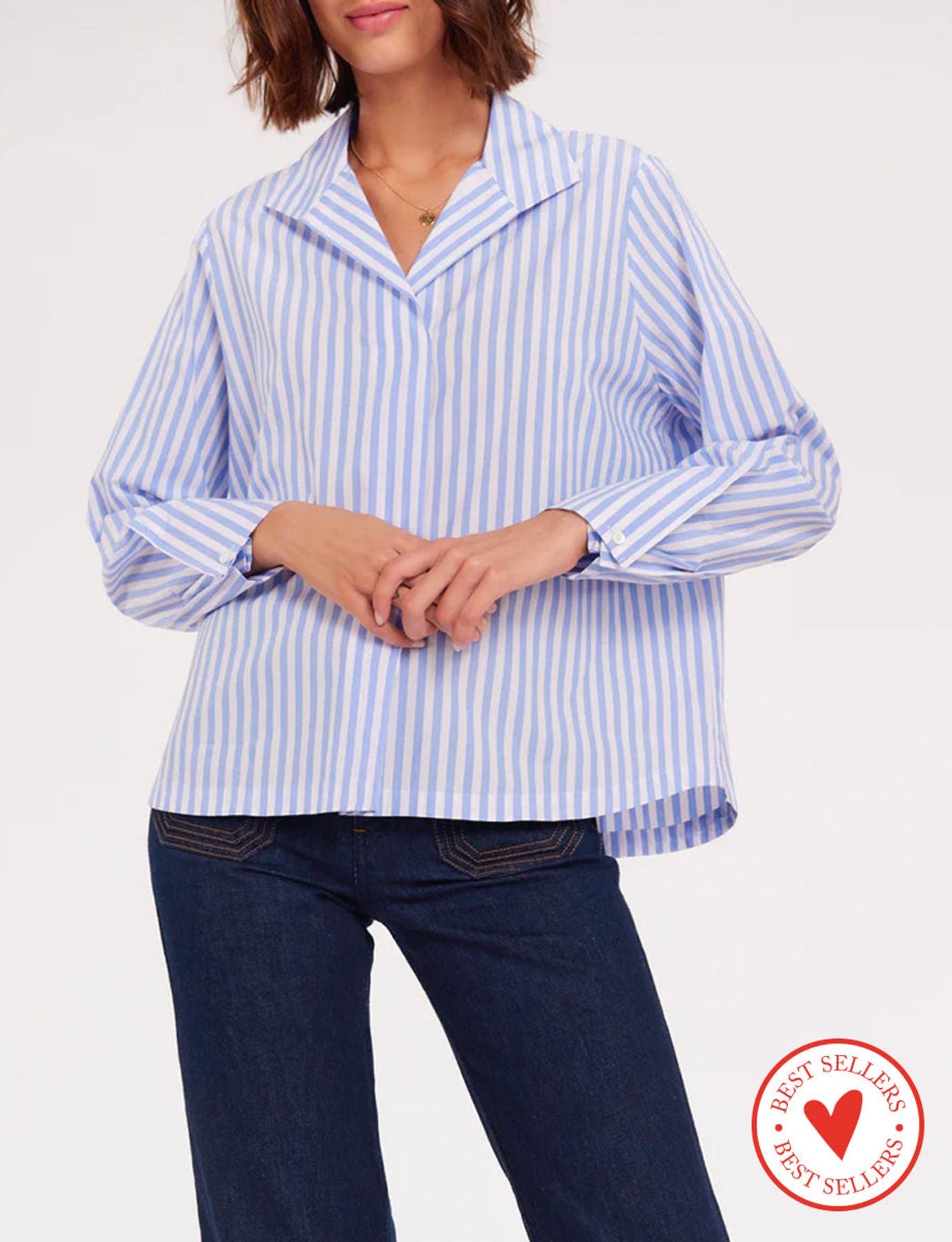 Noa blue and white striped top