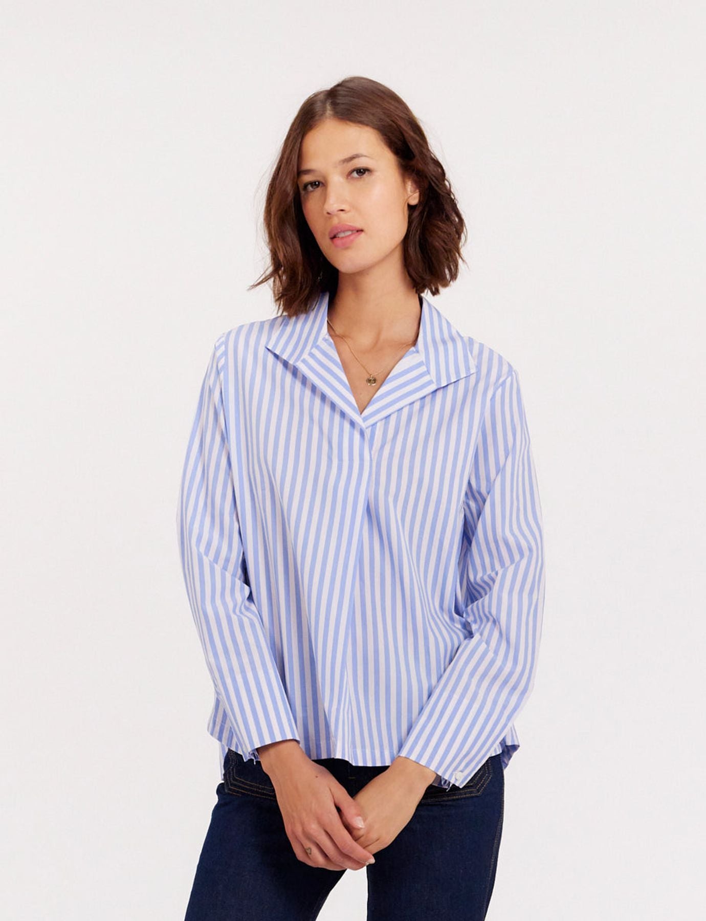 Noa blue and white striped top