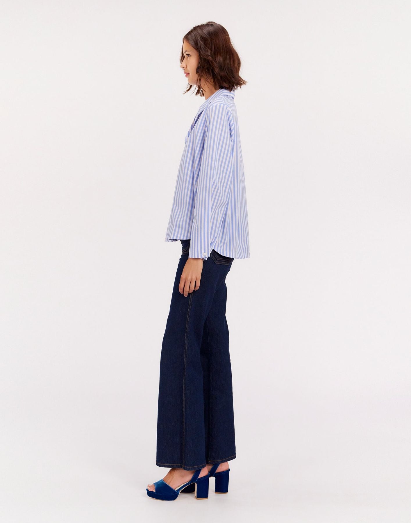 Noa blue and white striped top