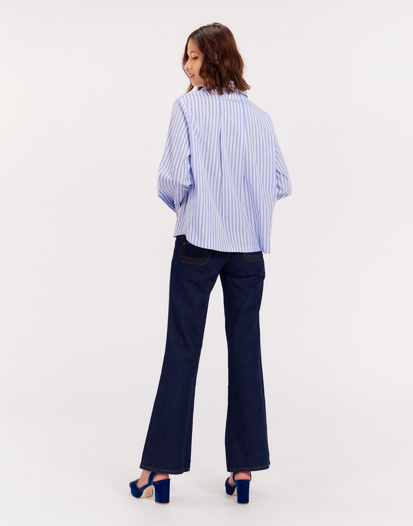 Noa blue and white striped top