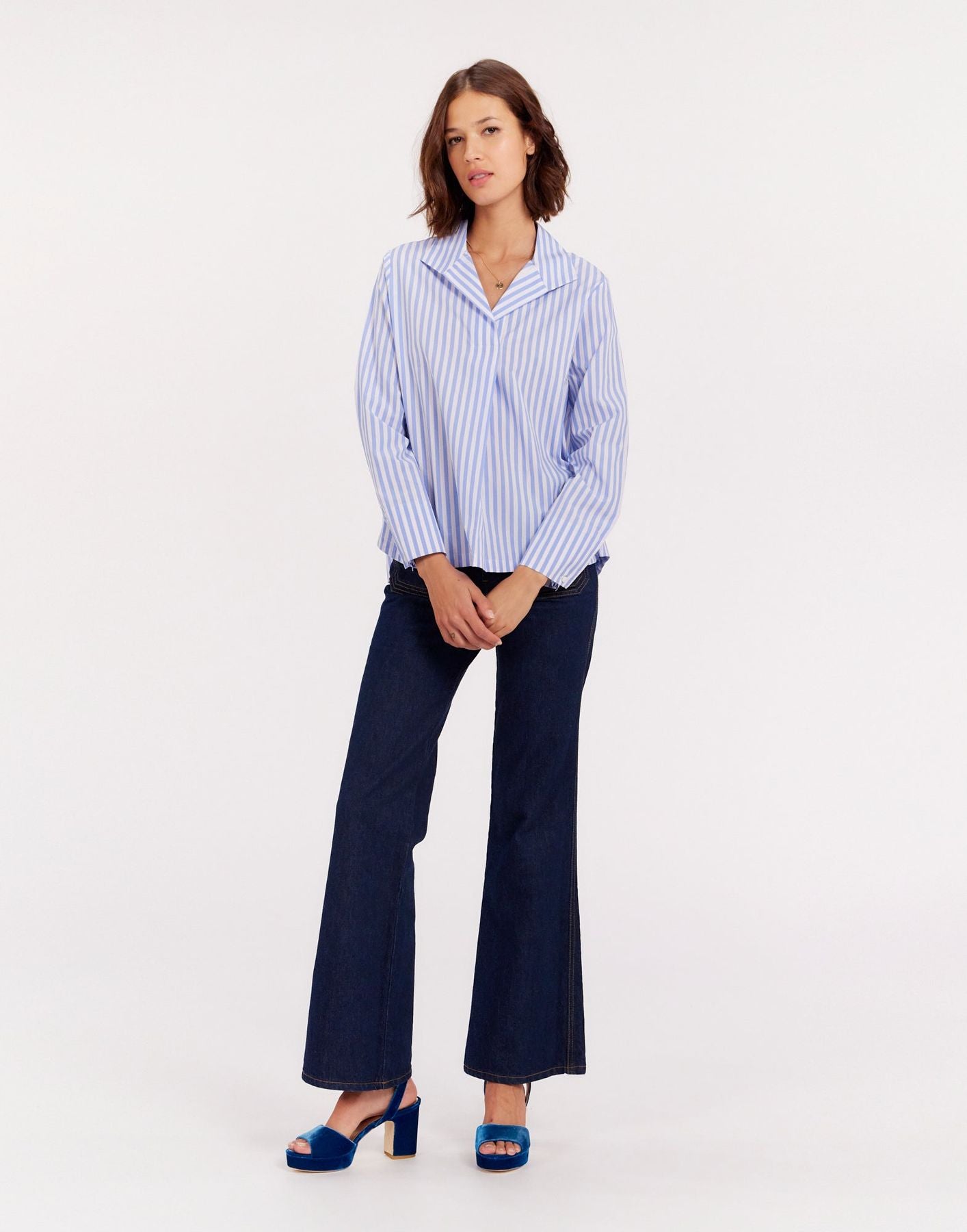 Noa blue and white striped top