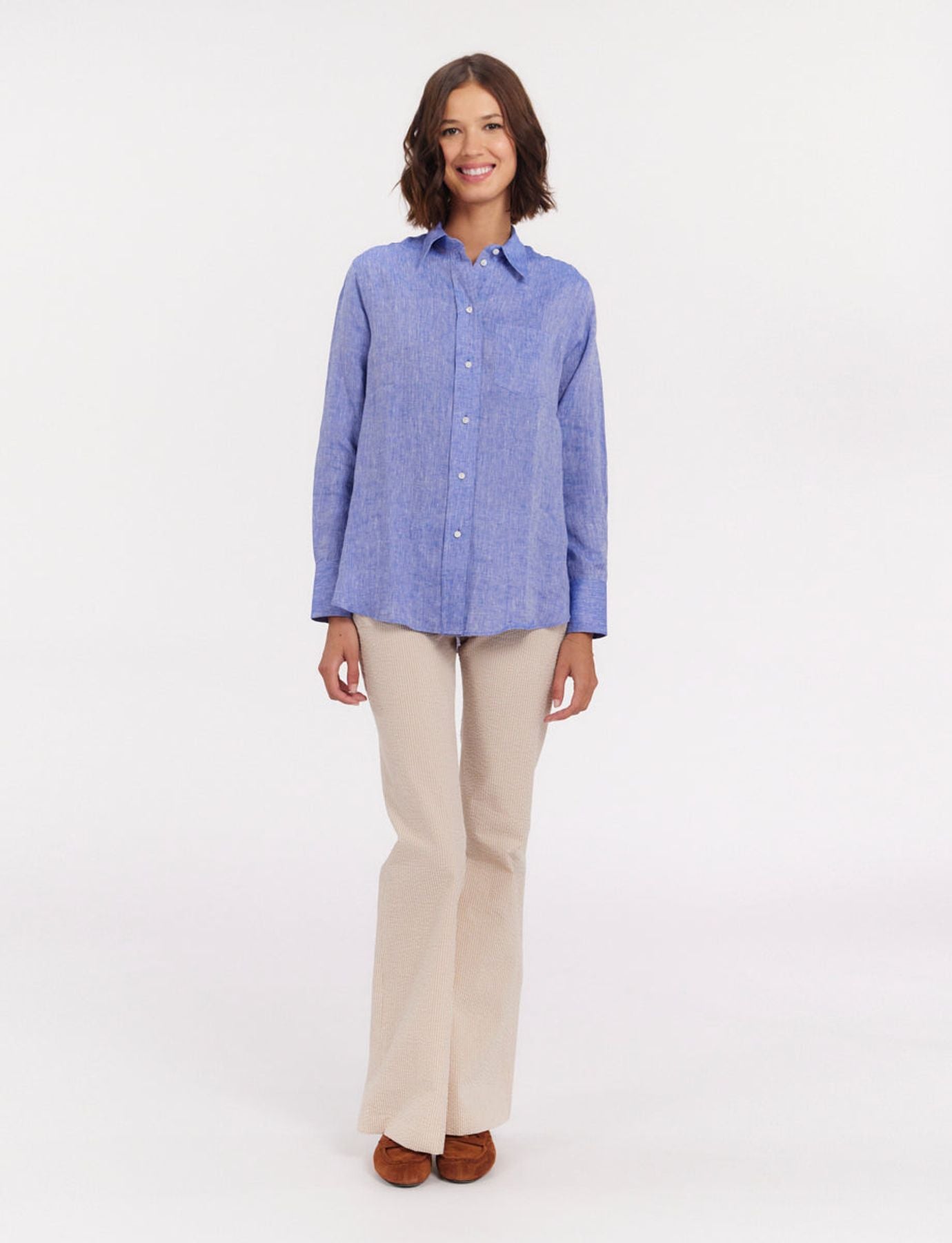 Camisa Maureen de lino azul