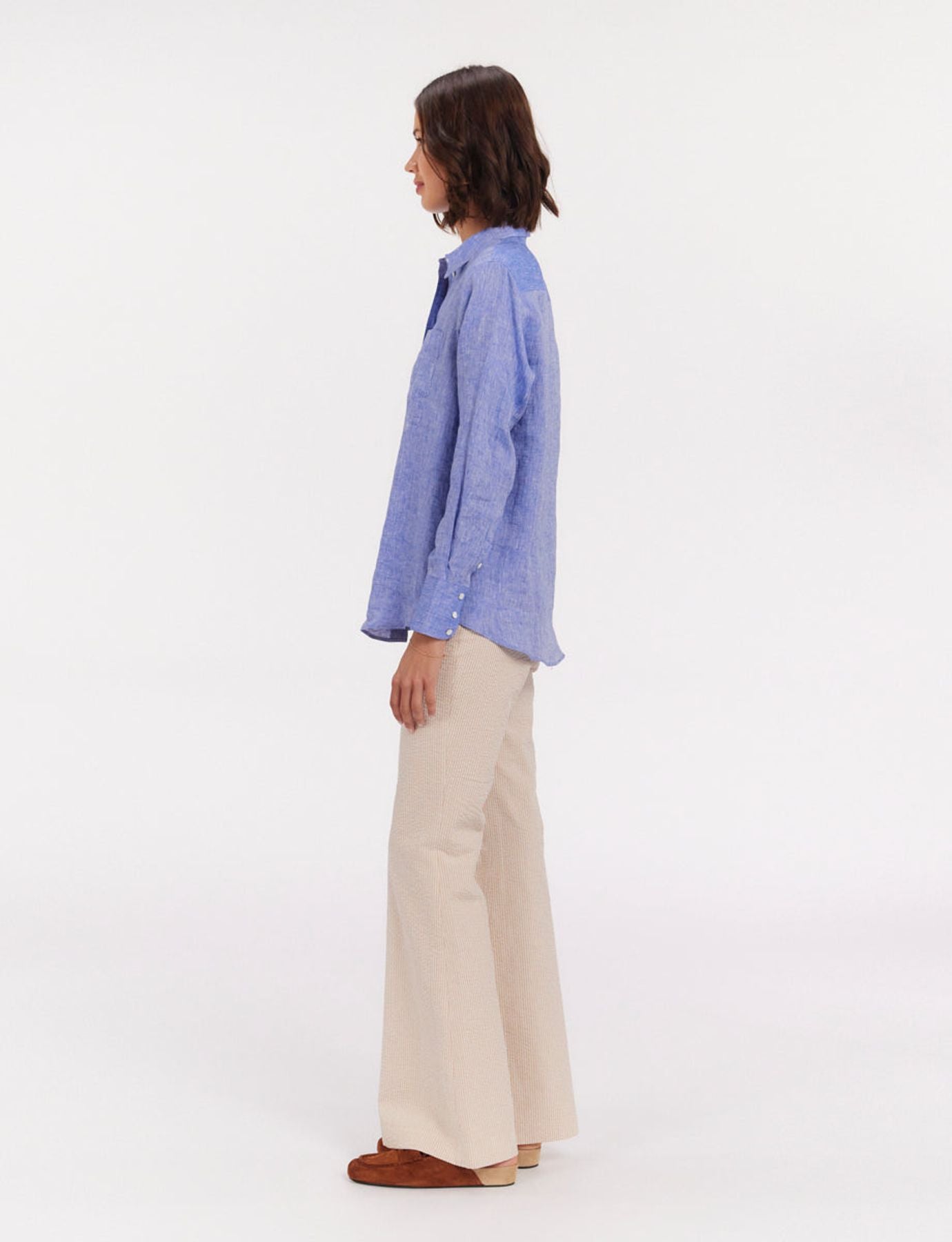 Camisa Maureen de lino azul