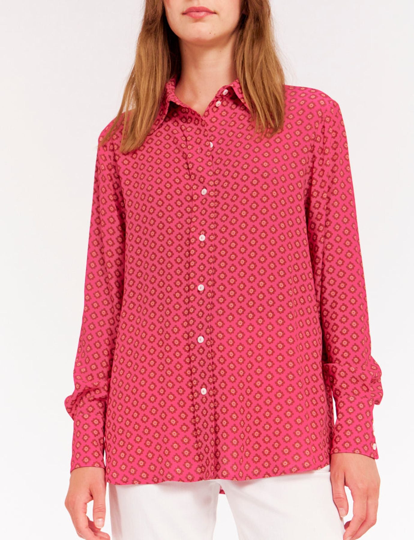 Chemise Maureen rose en crêpe