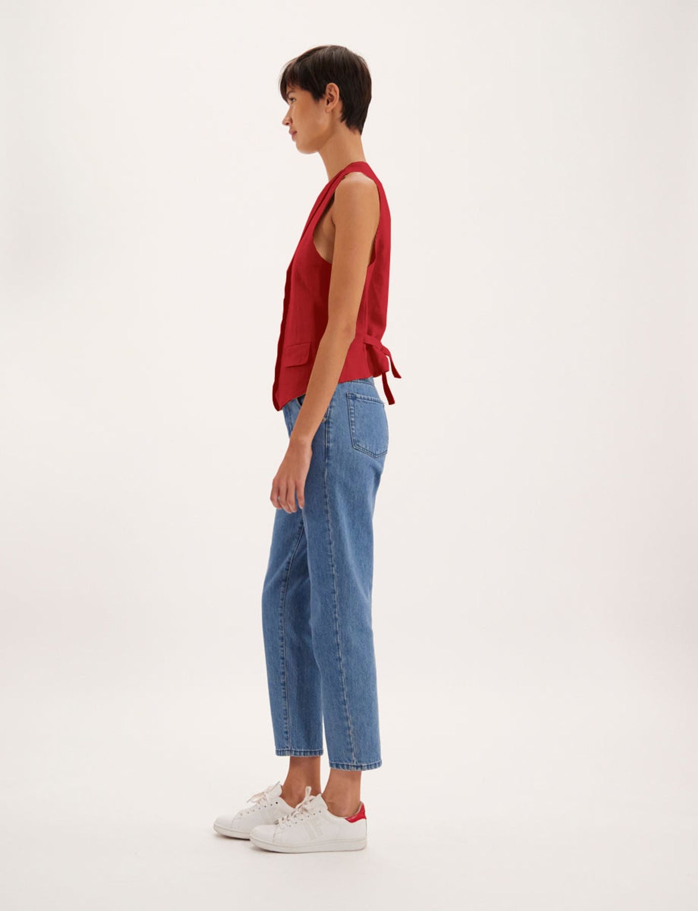 Chaqueta de lino frambuesa Robinson