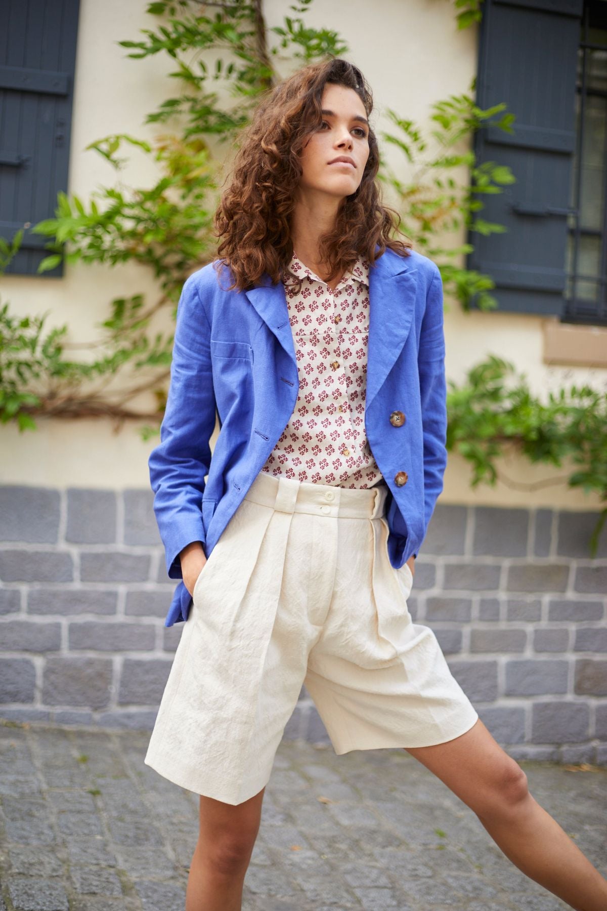 Giacca Yohan in lino blu