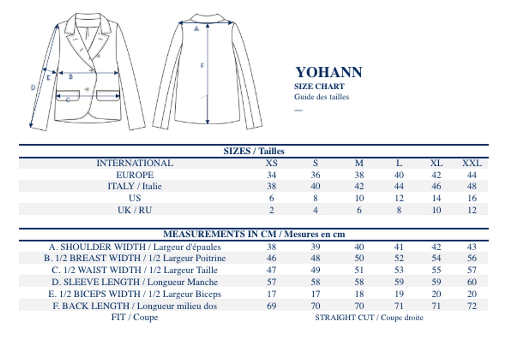Chaqueta de lana azul noche Yohan