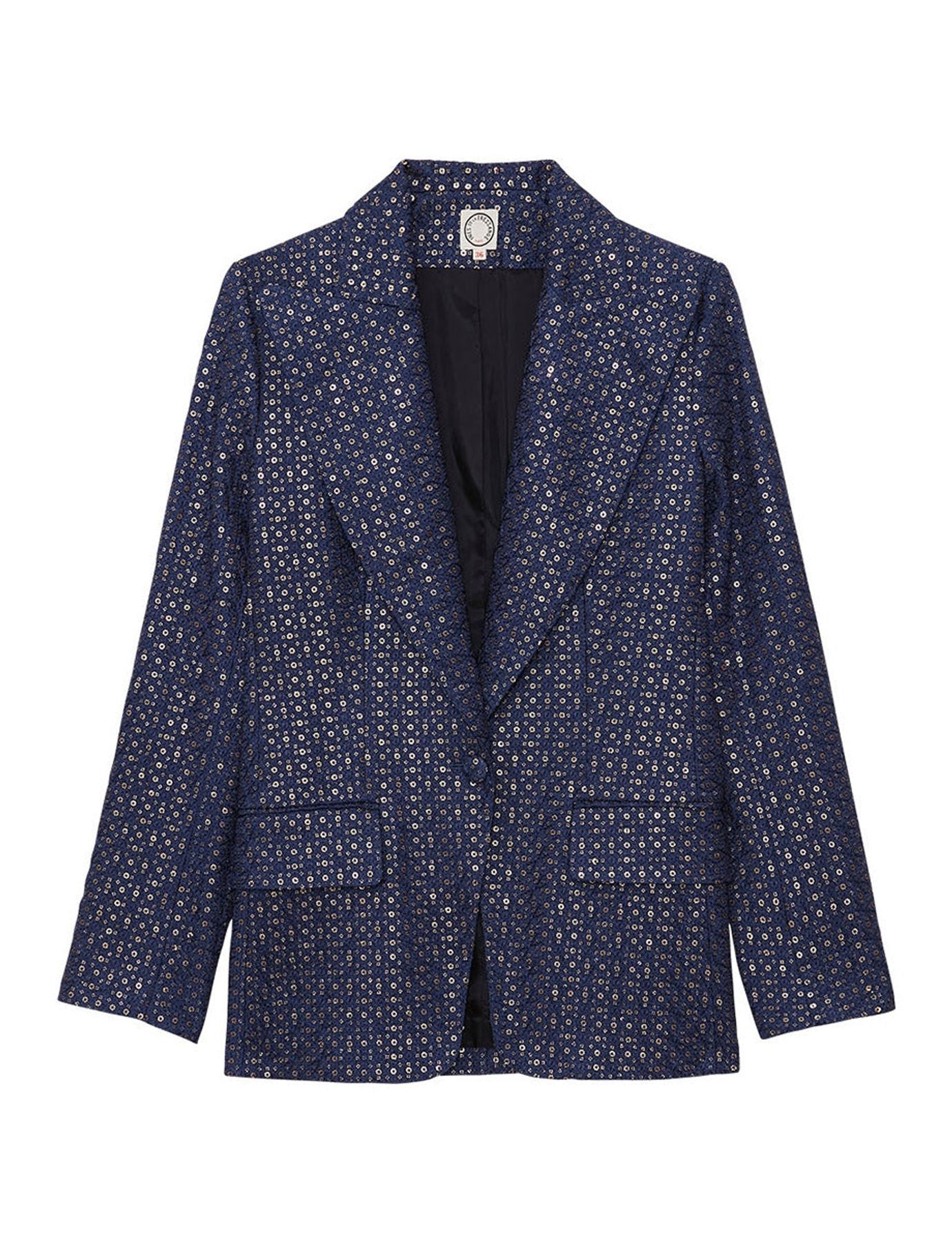Chaqueta azul marino con paloma bordada