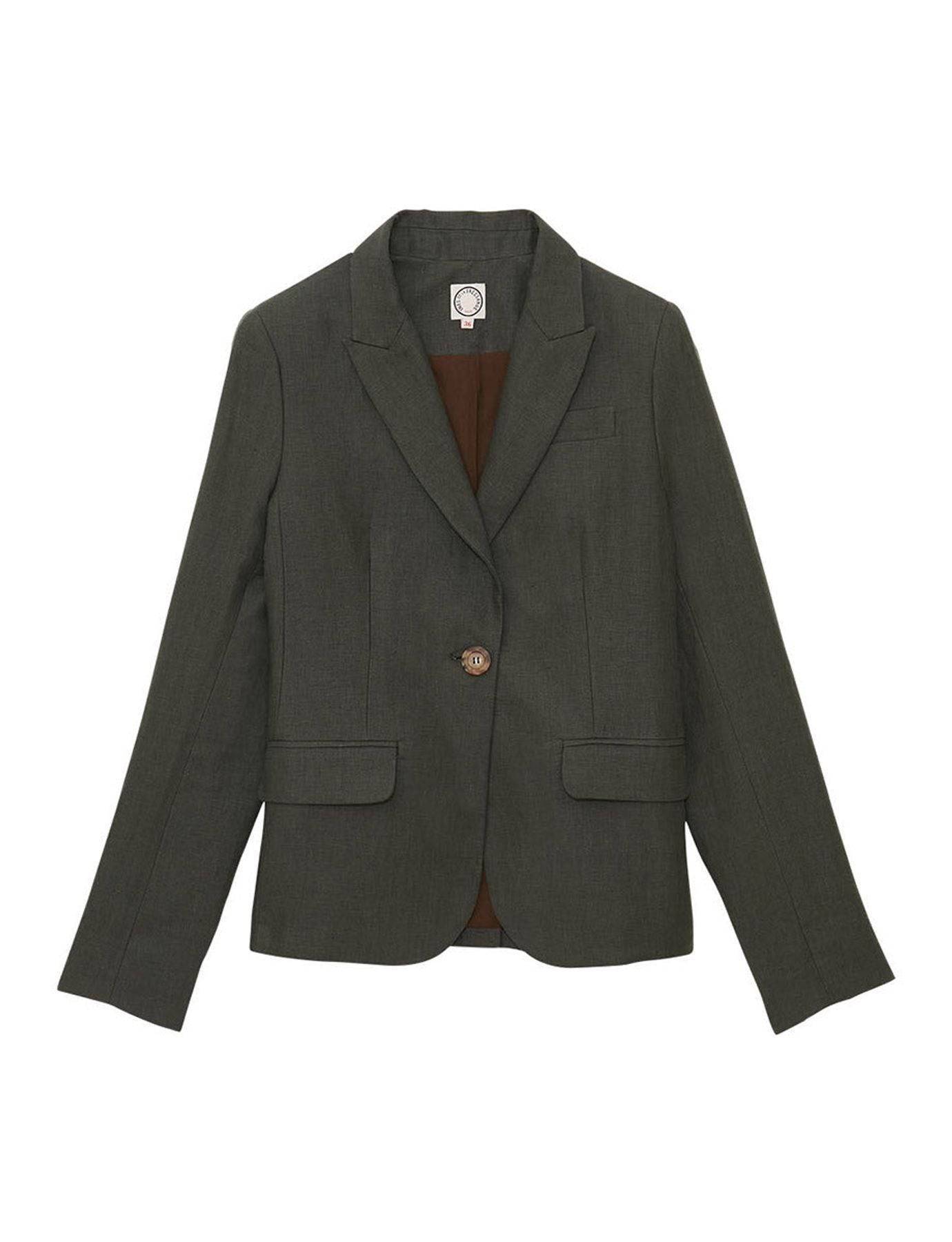 Veste Nicoletta en lin vert foncé