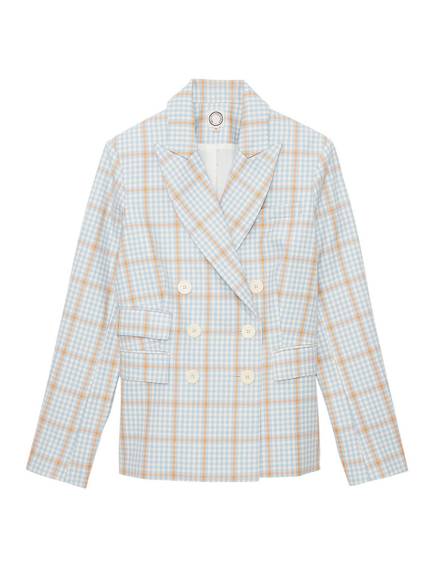 Jacke Maurice mit blau-orangem Karomuster