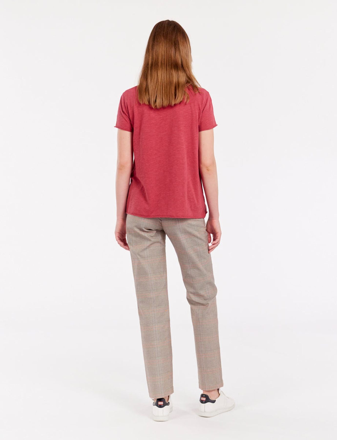 Tee-shirt Katalina col V Framboise