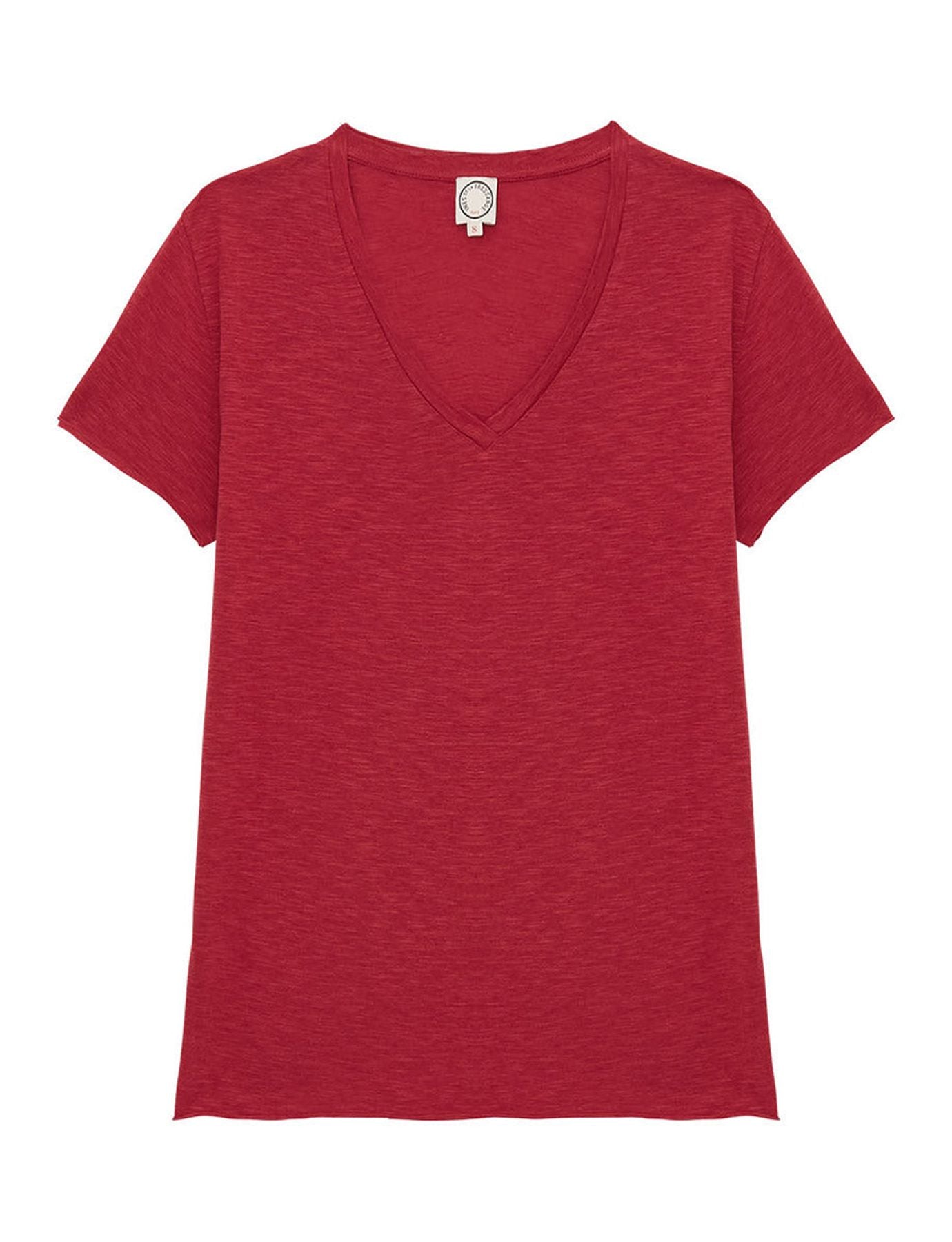 Tee-shirt Katalina col V Framboise