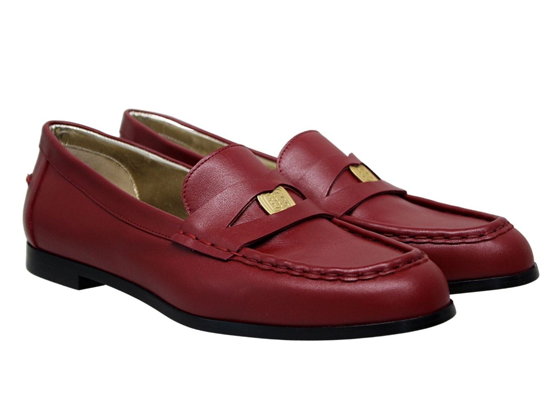 Mocassin en cuir rouge