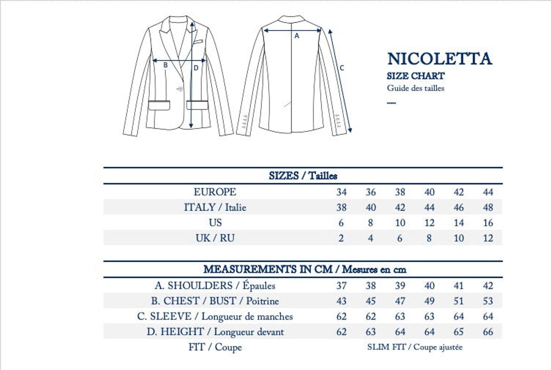 Veste Nicoletta en laine bleu marine