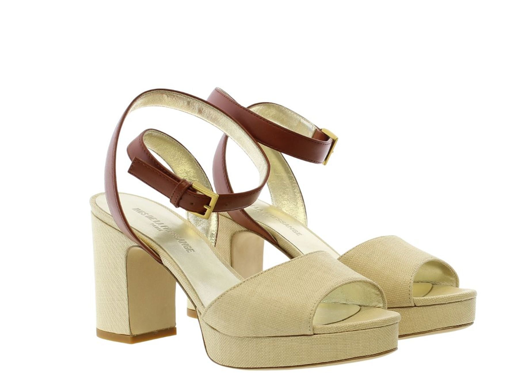 Sandales à talons cuir cognac
