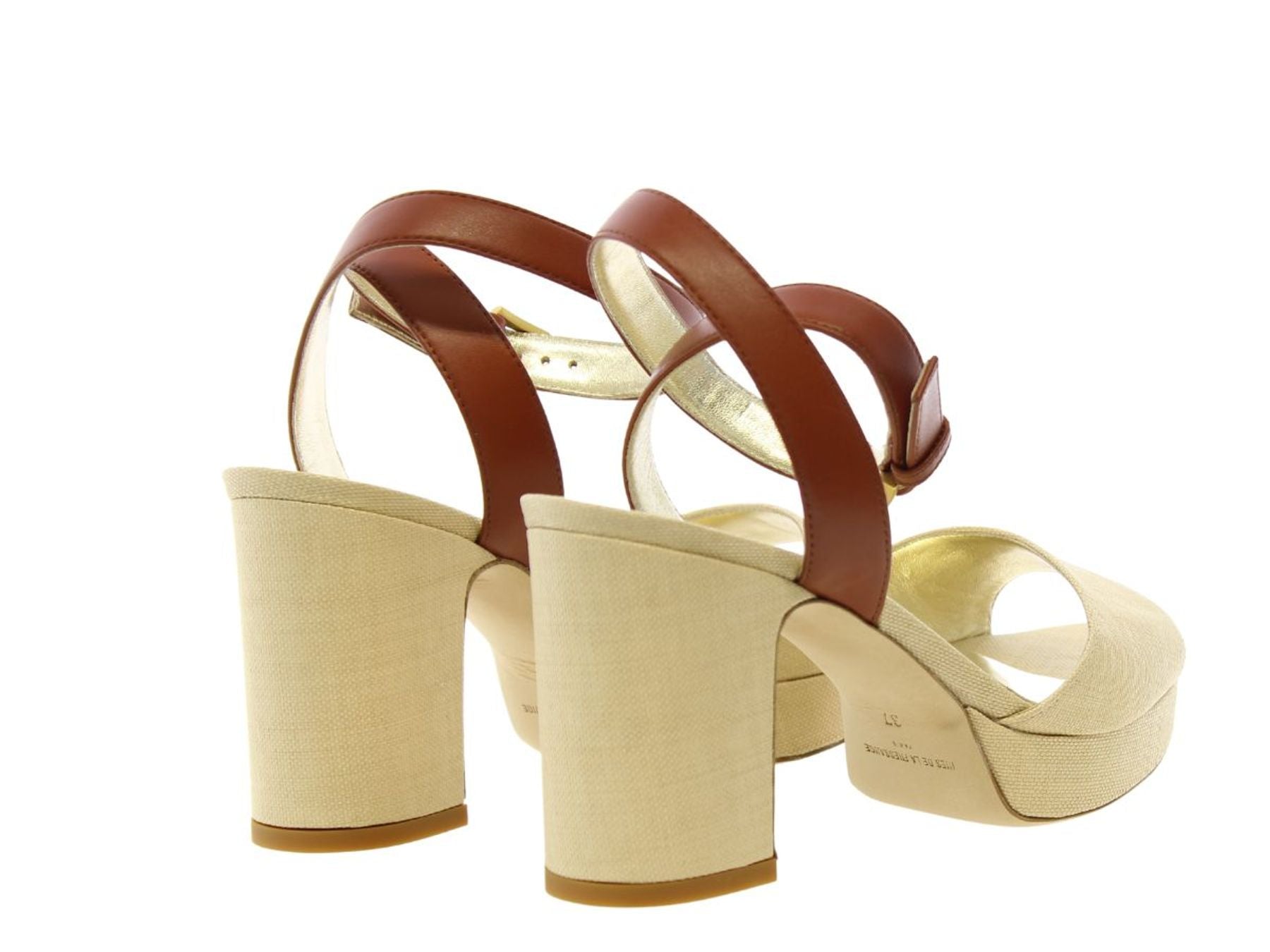 Sandales à talons cuir cognac