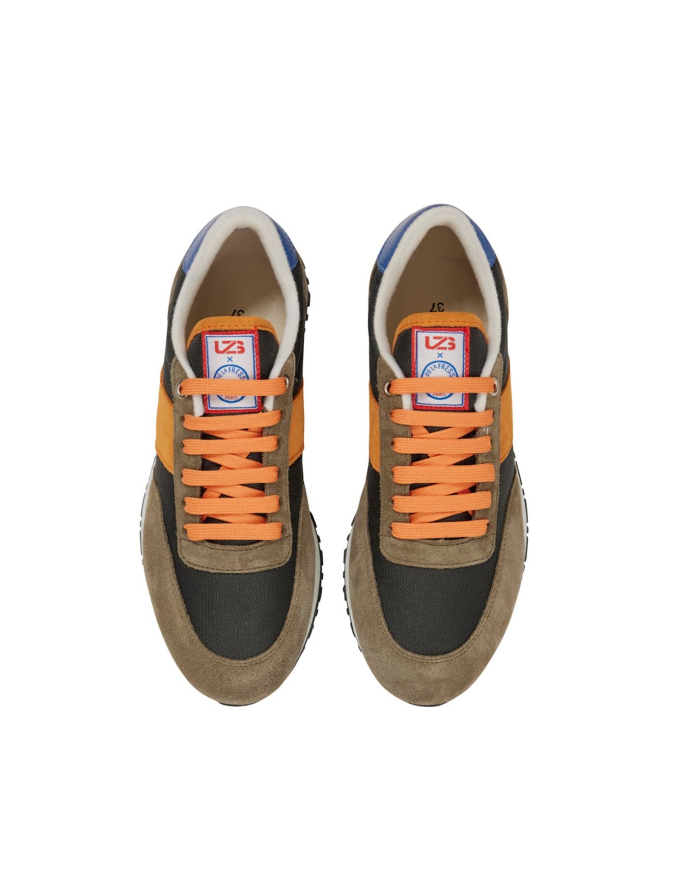 Baskets "77"  Unisexes kaki/orange/bleu UZS x Ines