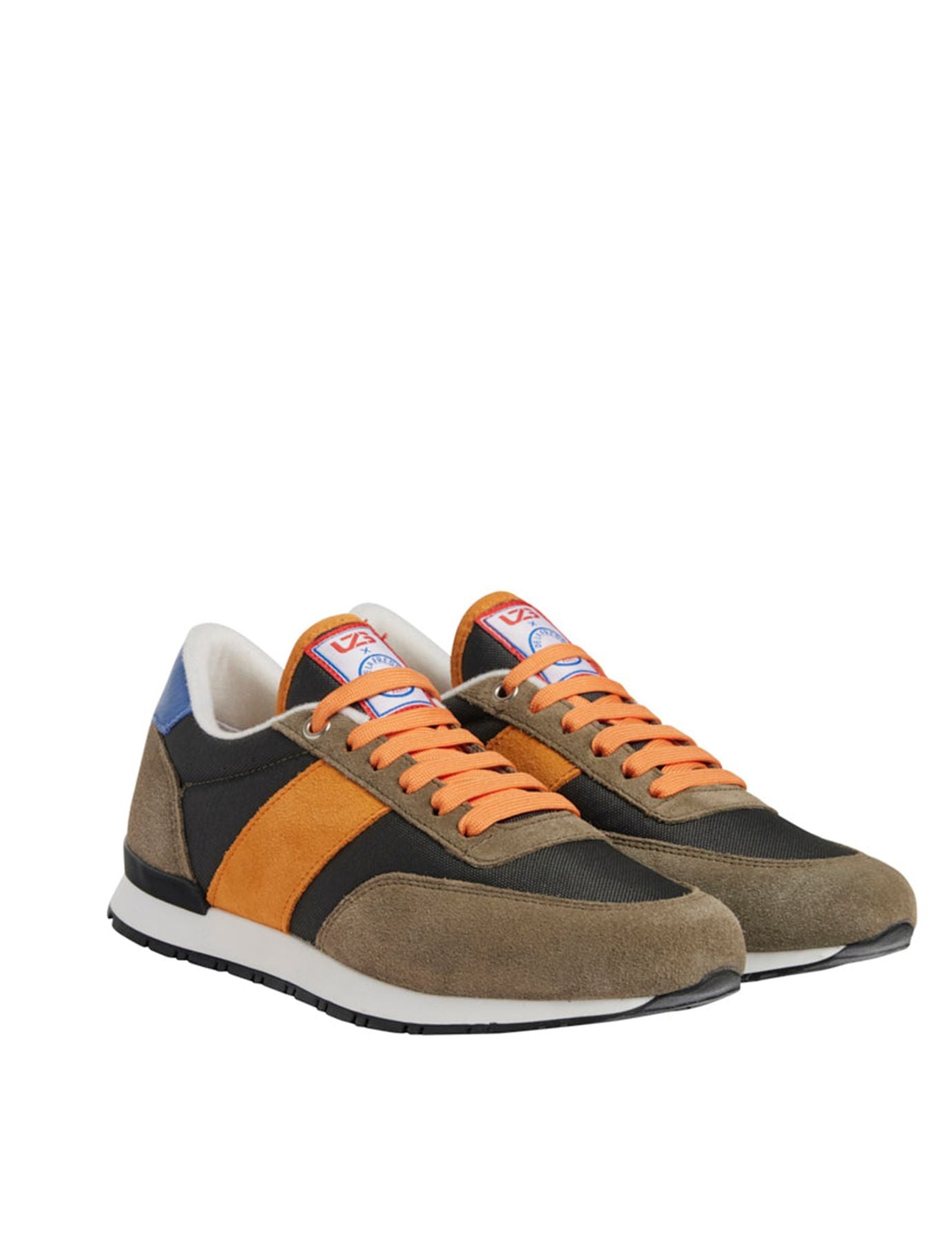 Baskets "77"  Unisexes kaki/orange/bleu UZS x Ines