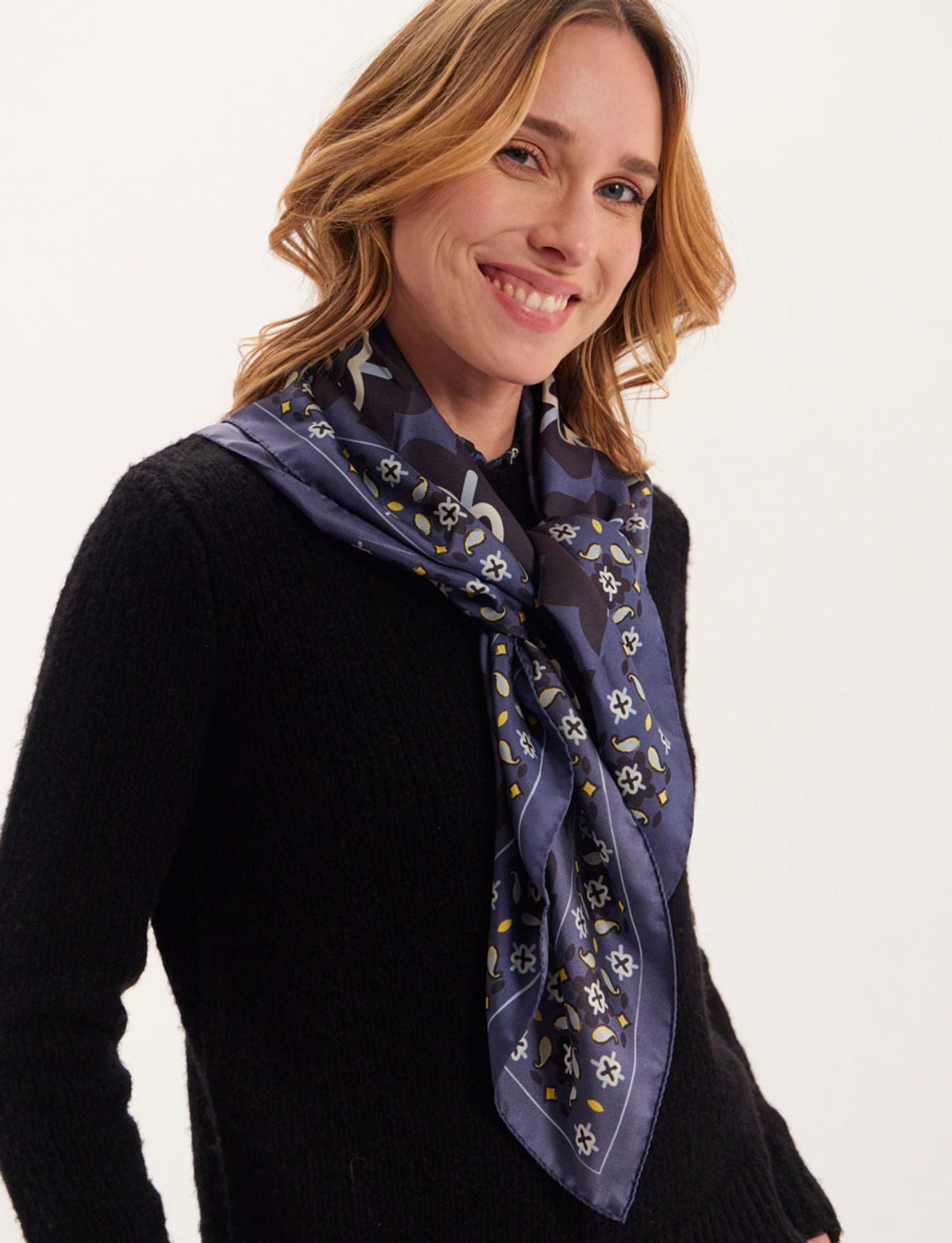 Foulard Lewis soie imprimé bleu