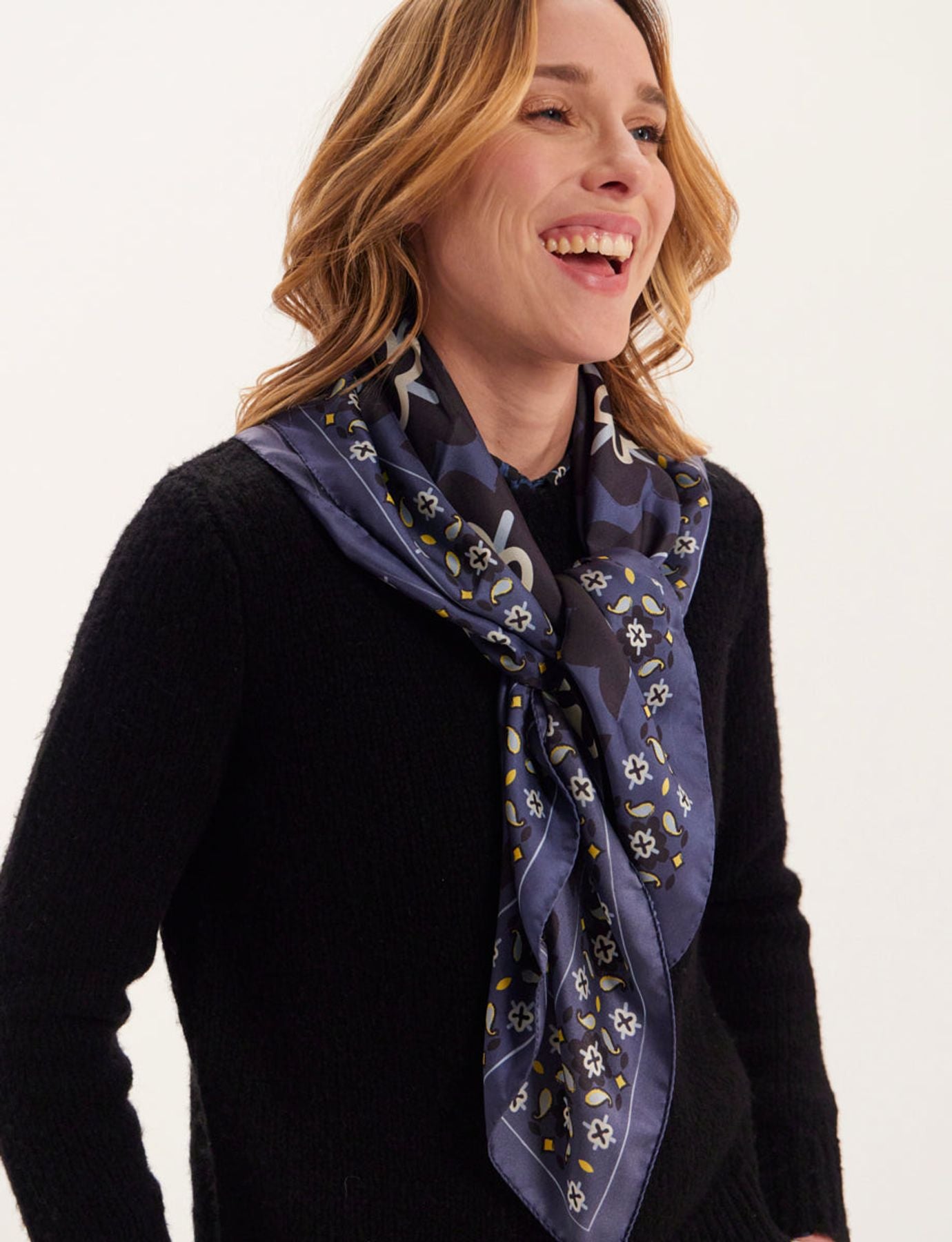 Foulard Lewis soie imprimé bleu