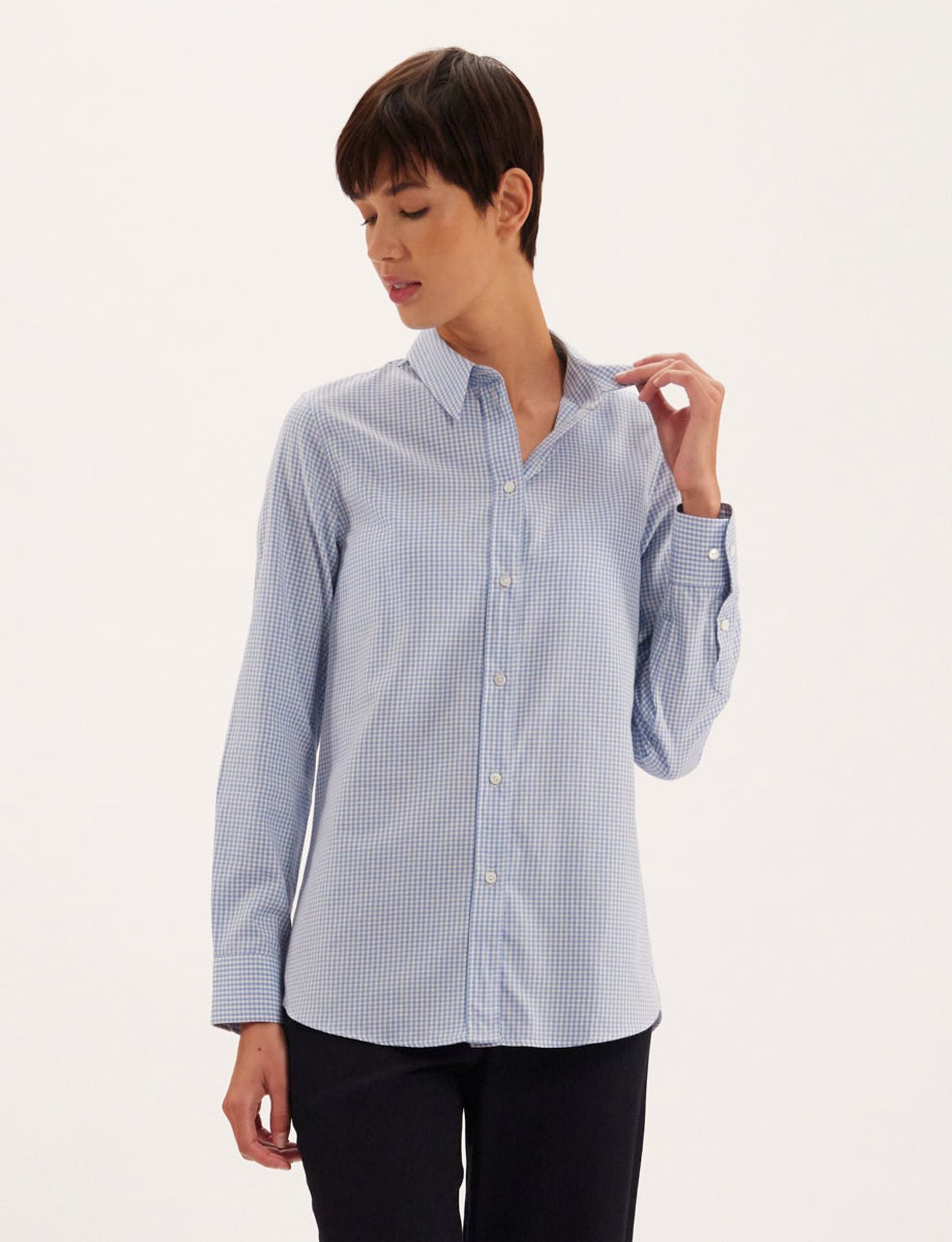 Martin blue and white gingham check shirt