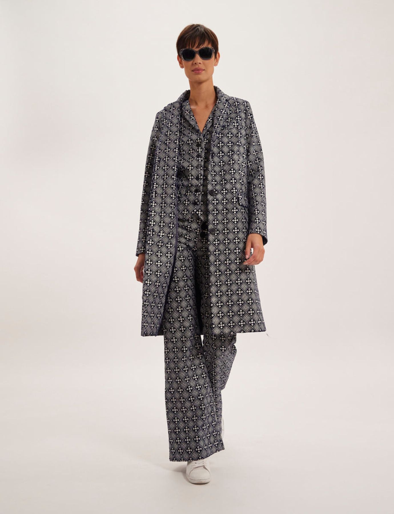 Manteau Franck brodé bleu et blanc