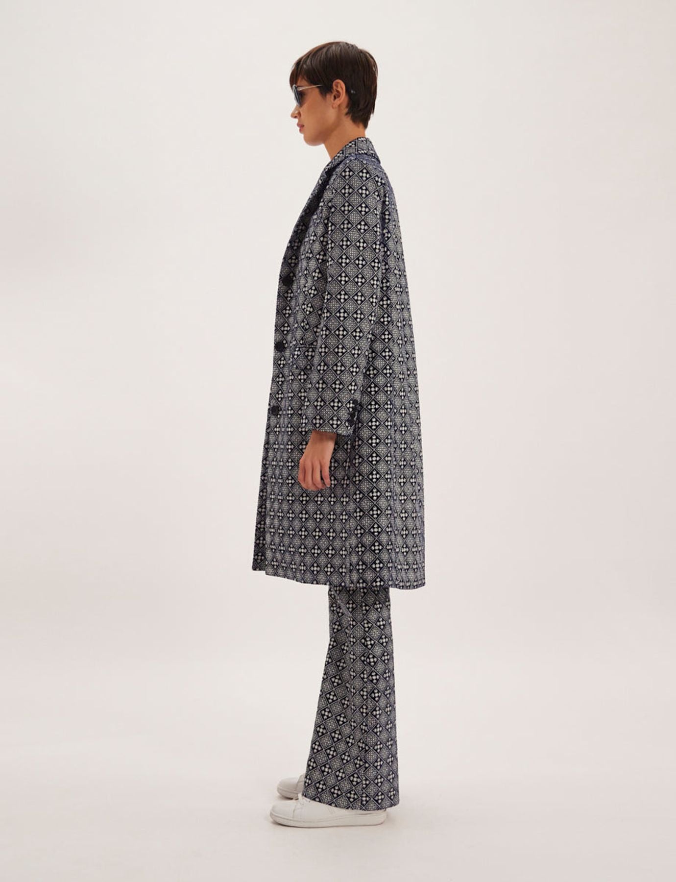 Manteau Franck brodé bleu et blanc