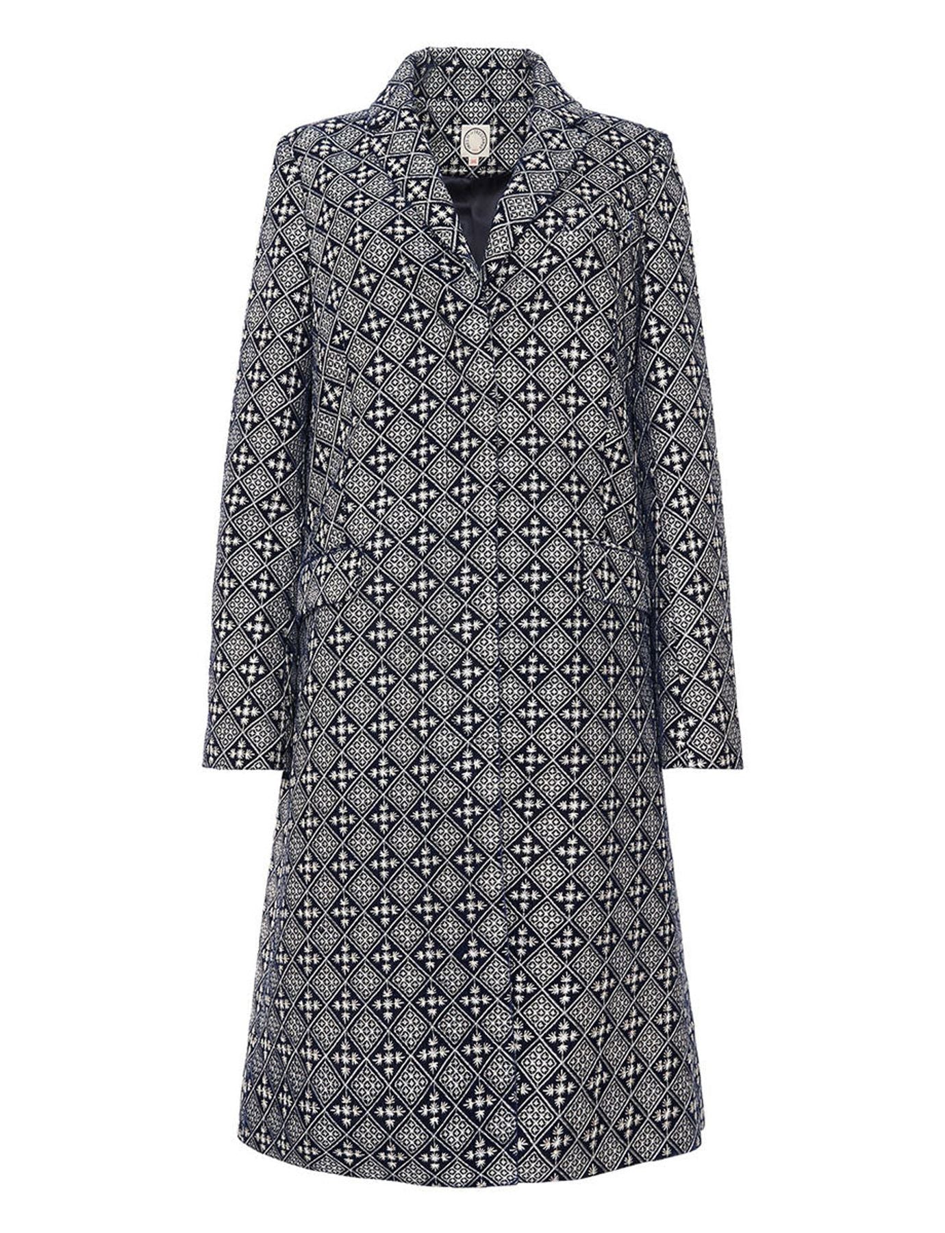 Manteau Franck brodé bleu et blanc
