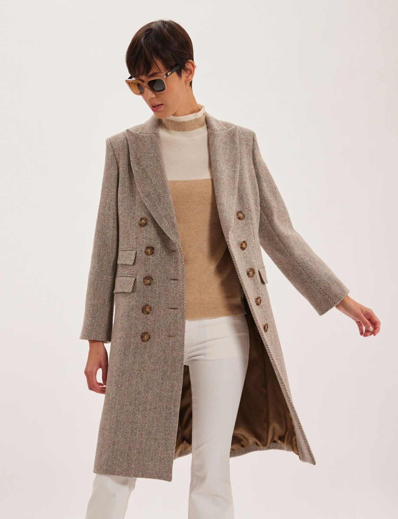 Brown and ecru Mauricette coat