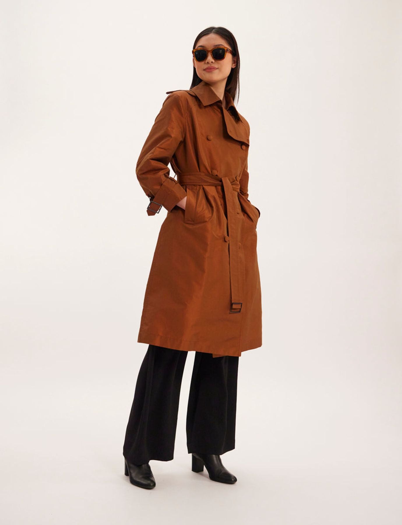 Blake orange bronze trench coat