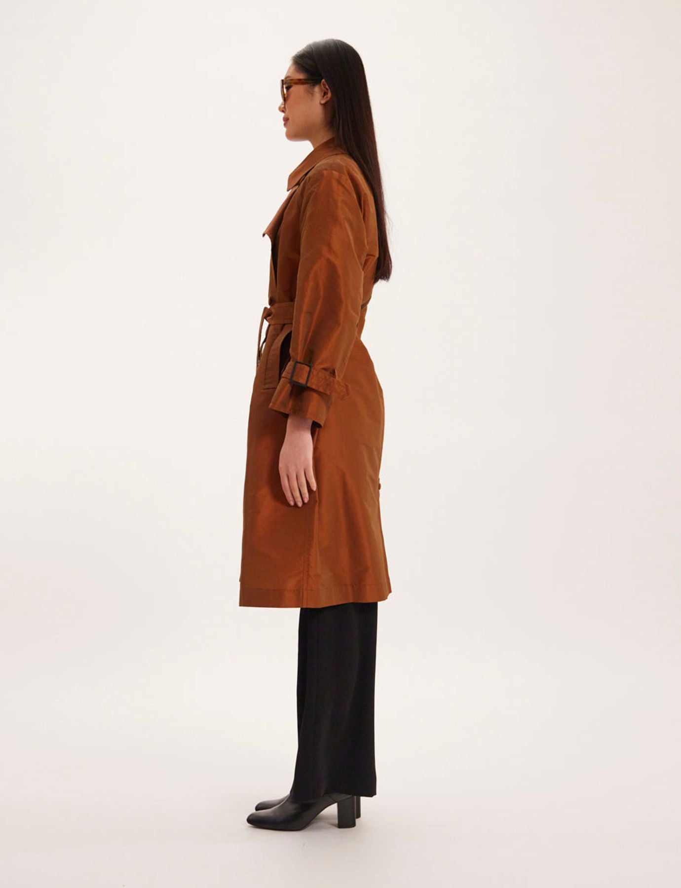 Blake orange bronze trench coat