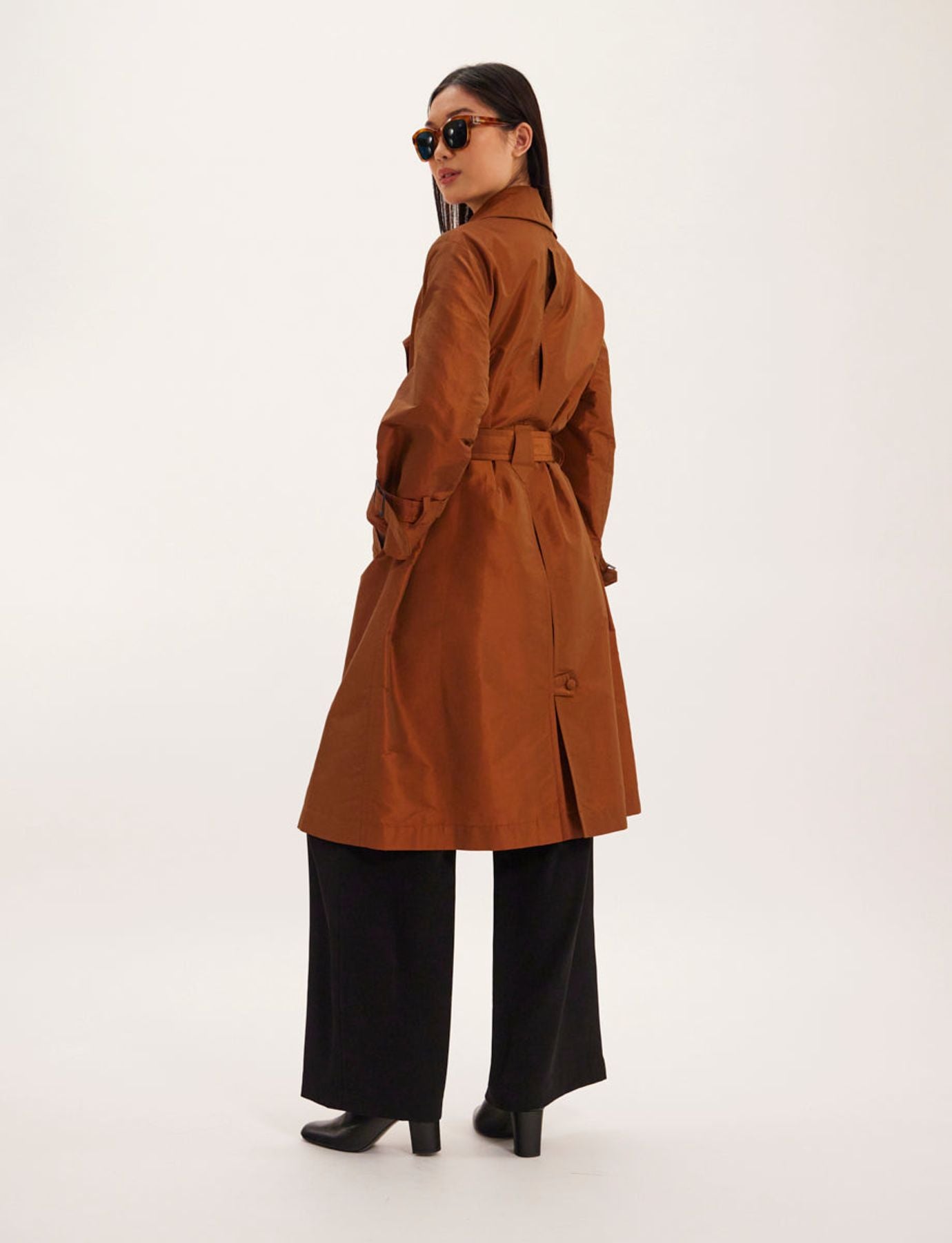 Blake orange bronze trench coat