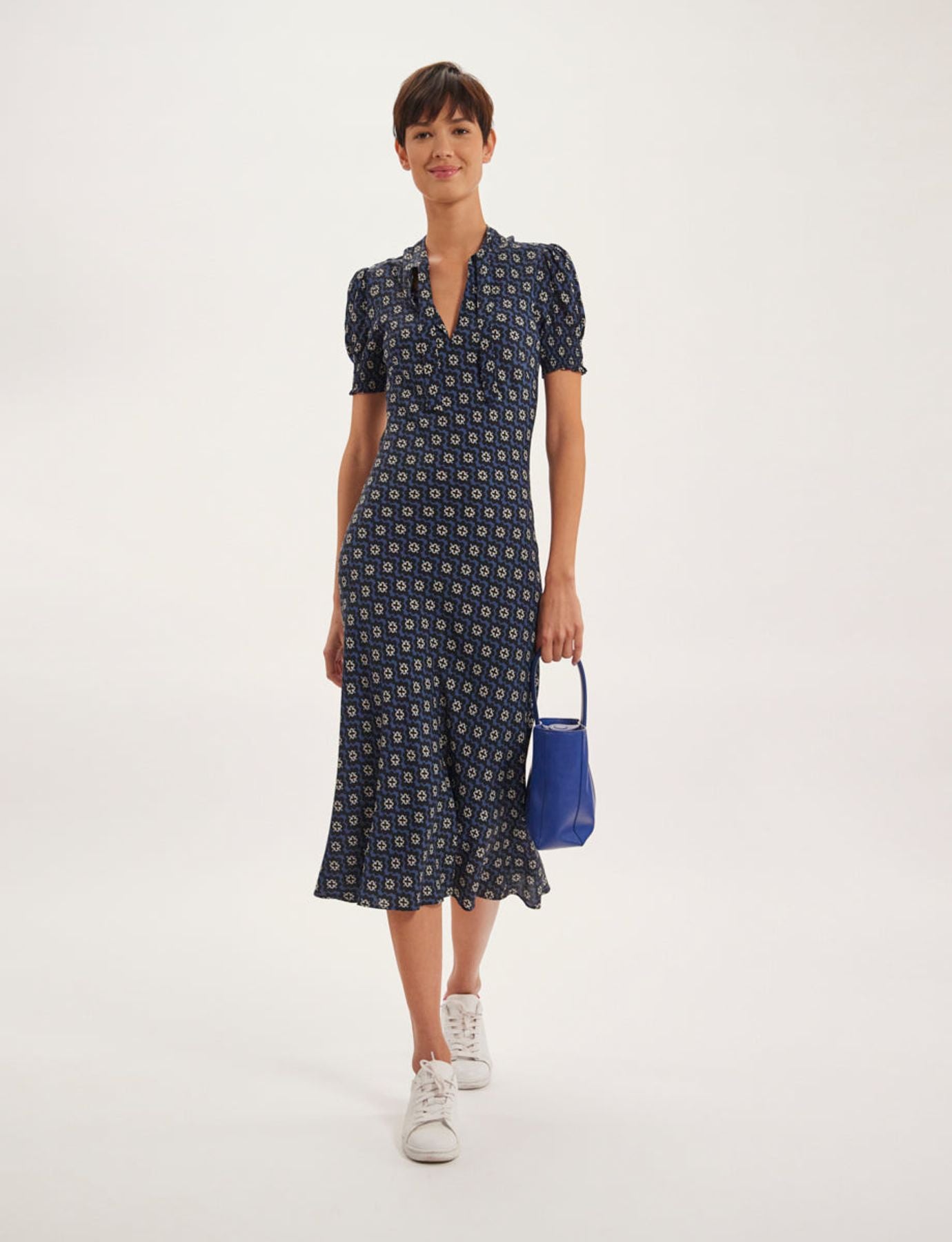 Vestido estampado azul cereza