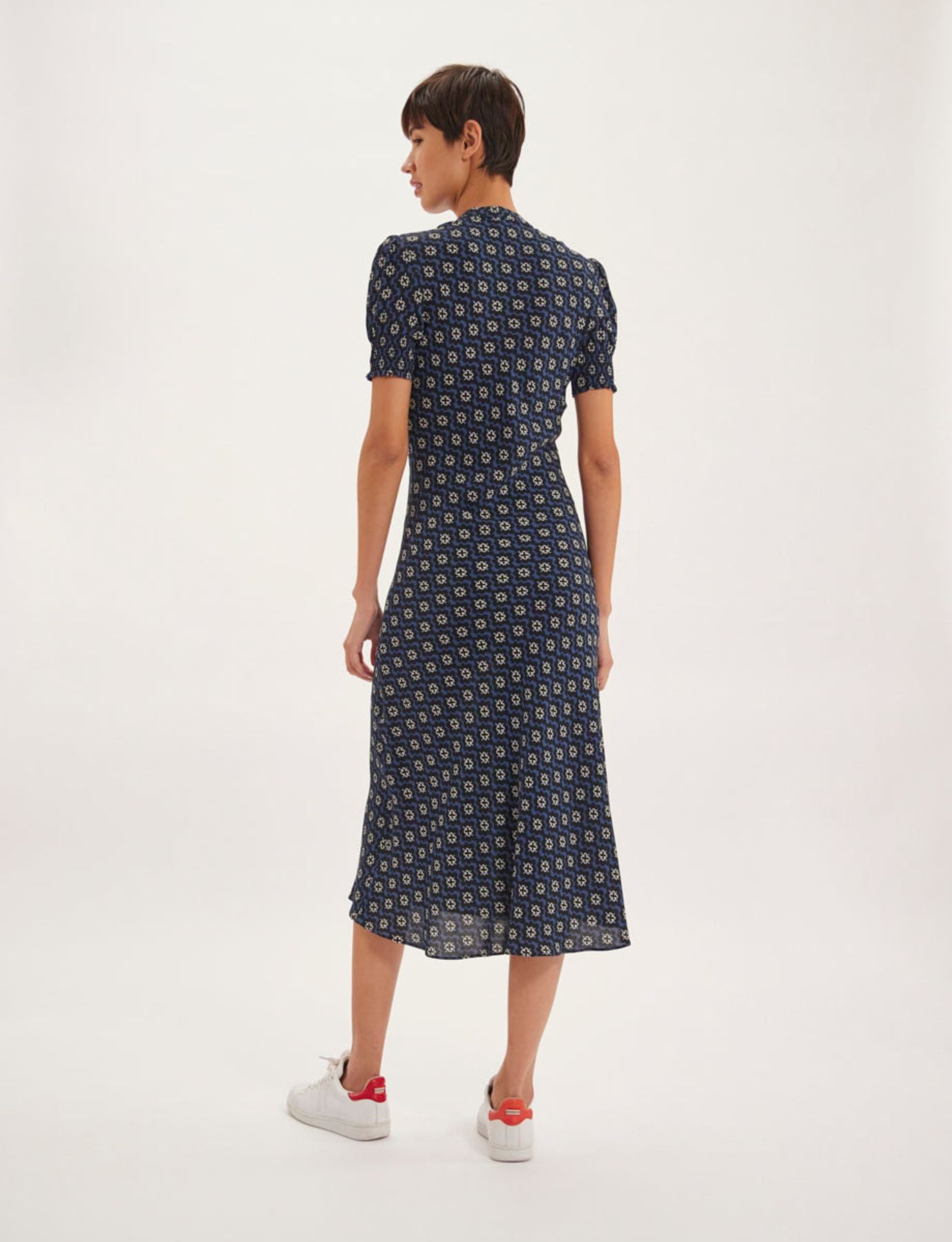 Vestido estampado azul cereza