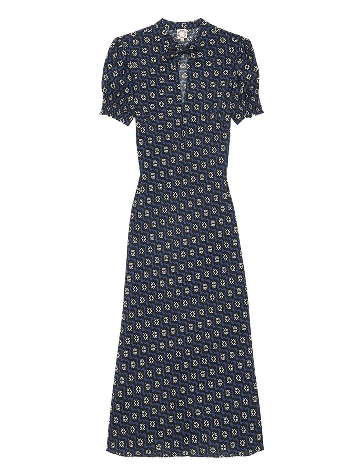 Vestido estampado azul cereza