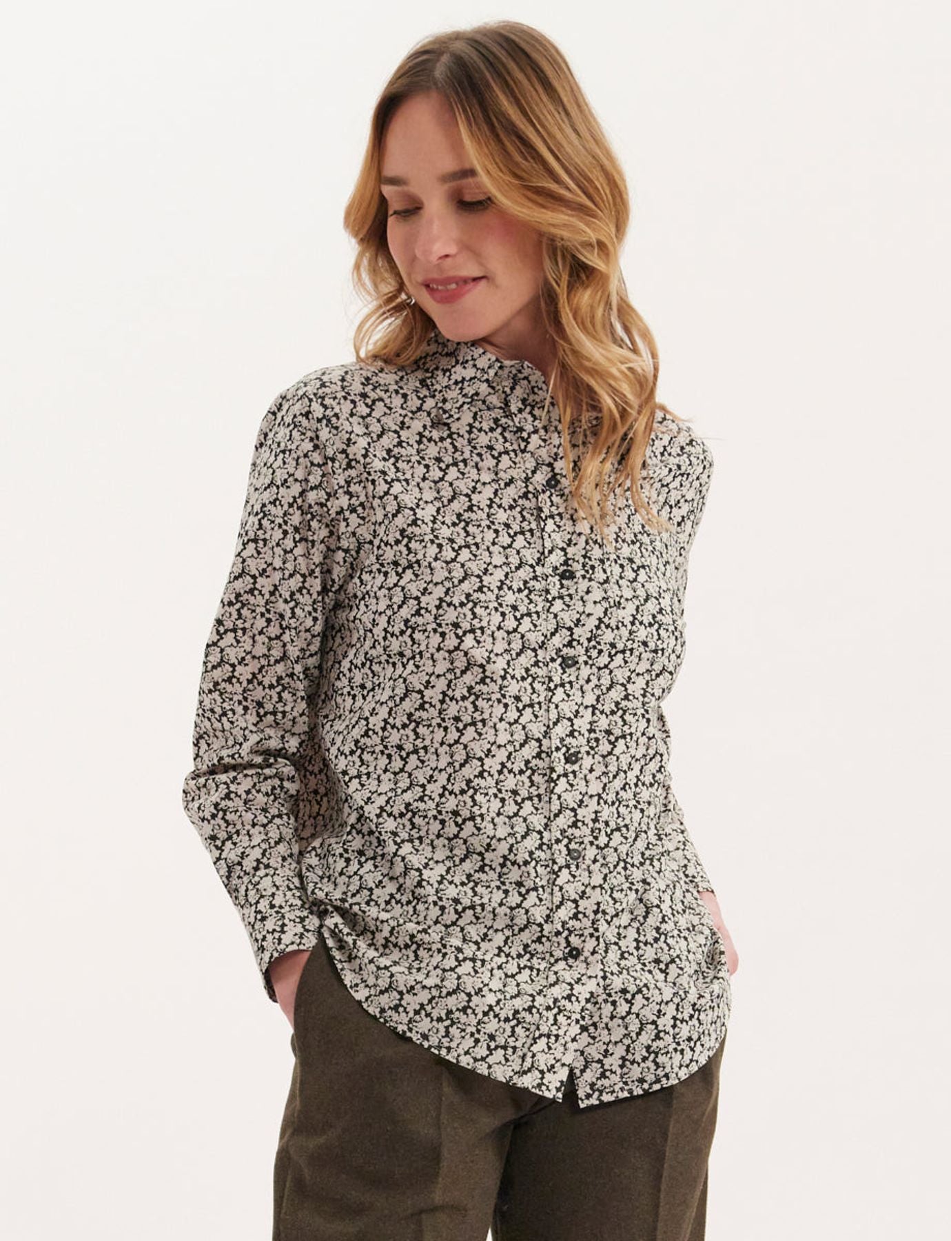 Chemise Maureen imprimée noir et beige