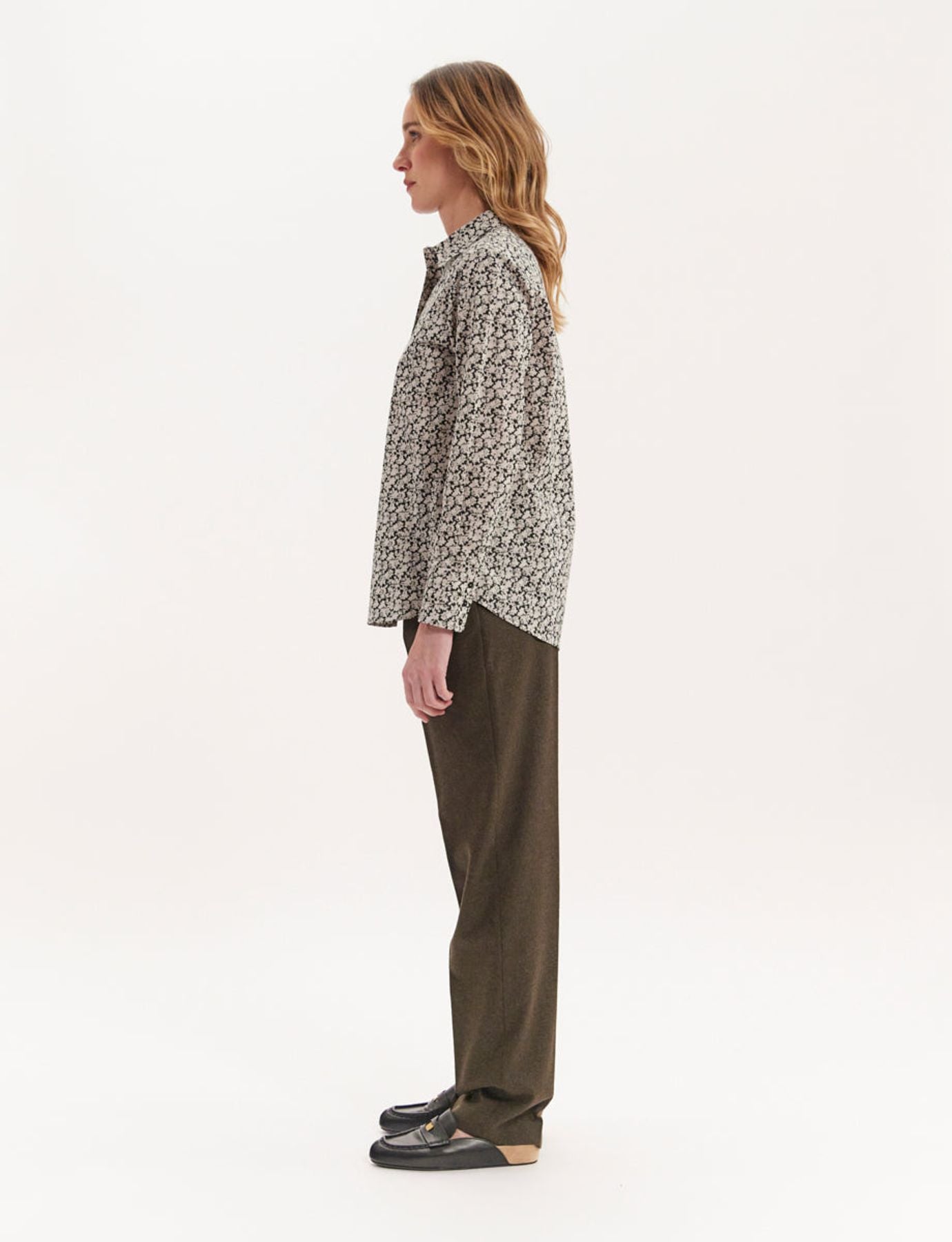 Chemise Maureen imprimée noir et beige