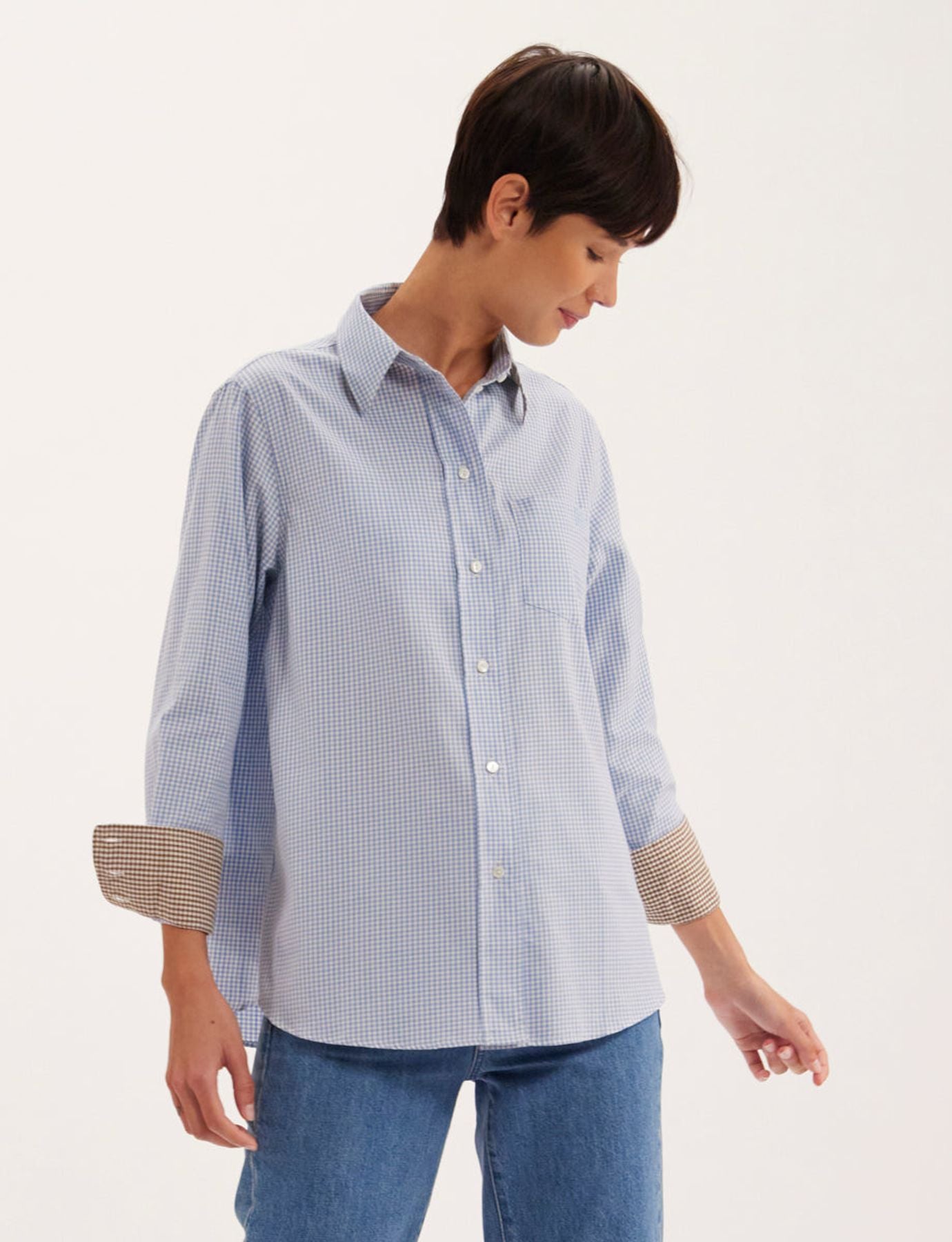 Camicia Maureen in percalle azzurro