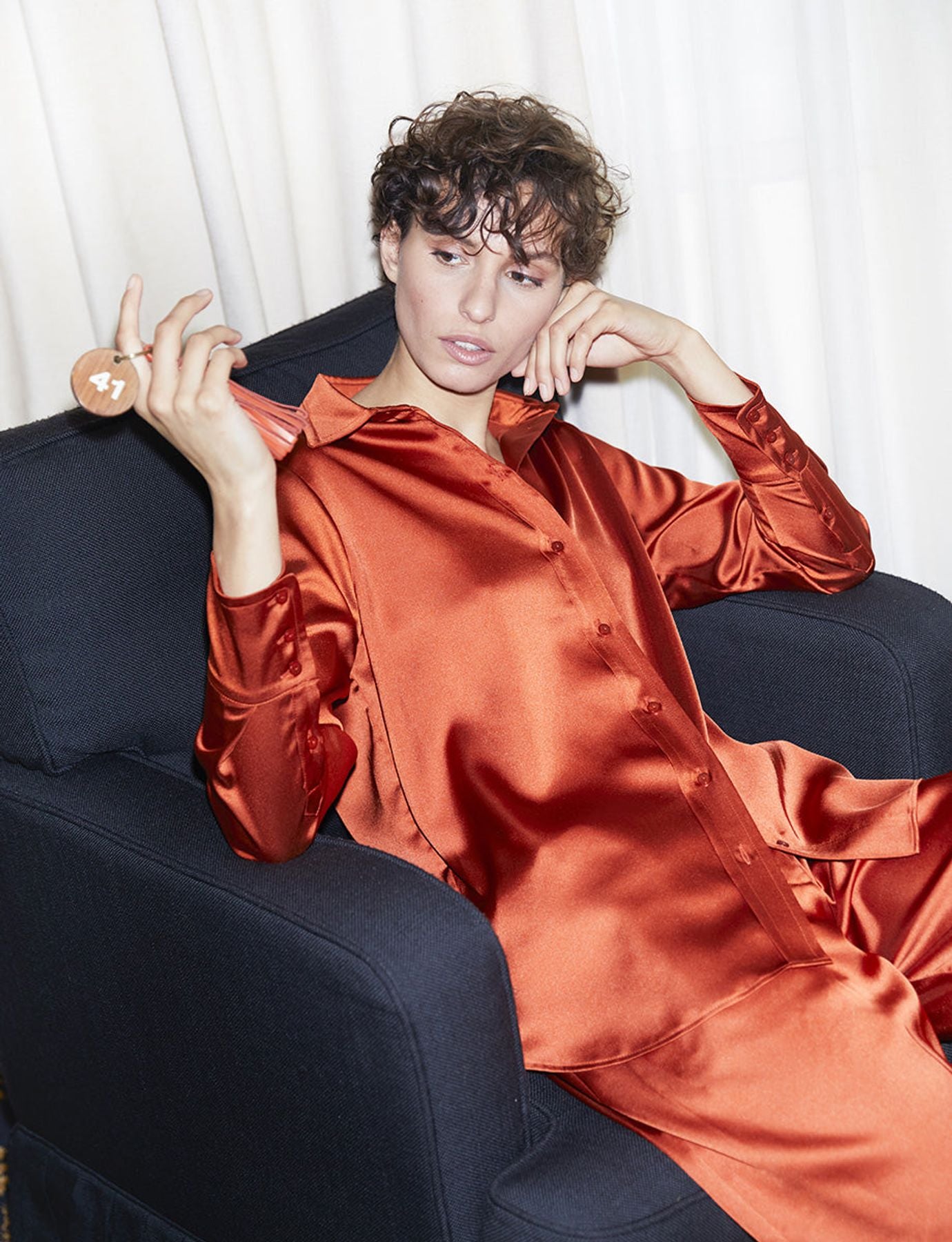 Maureen burnt orange shirt