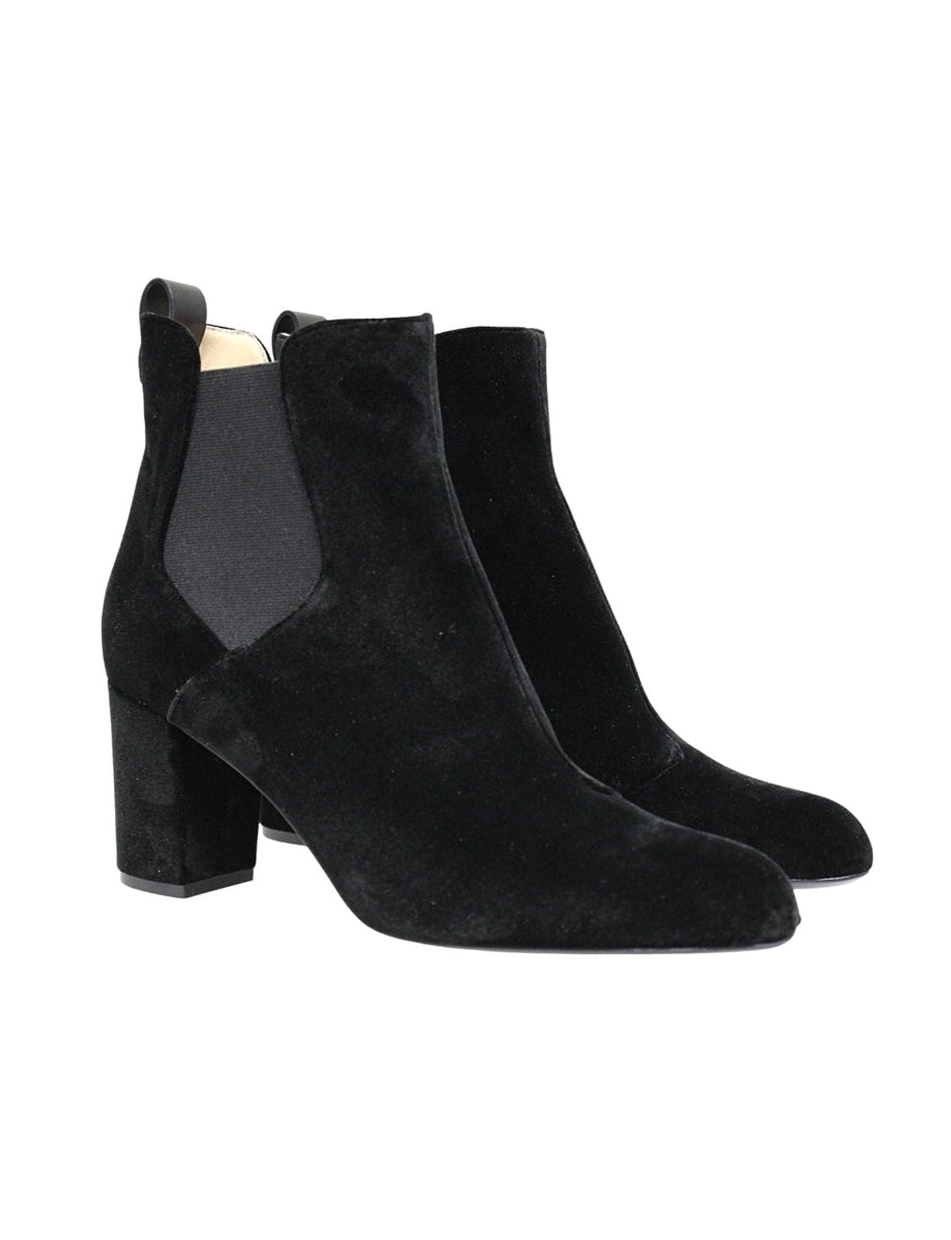 Chelsea boots à talon, velours noir