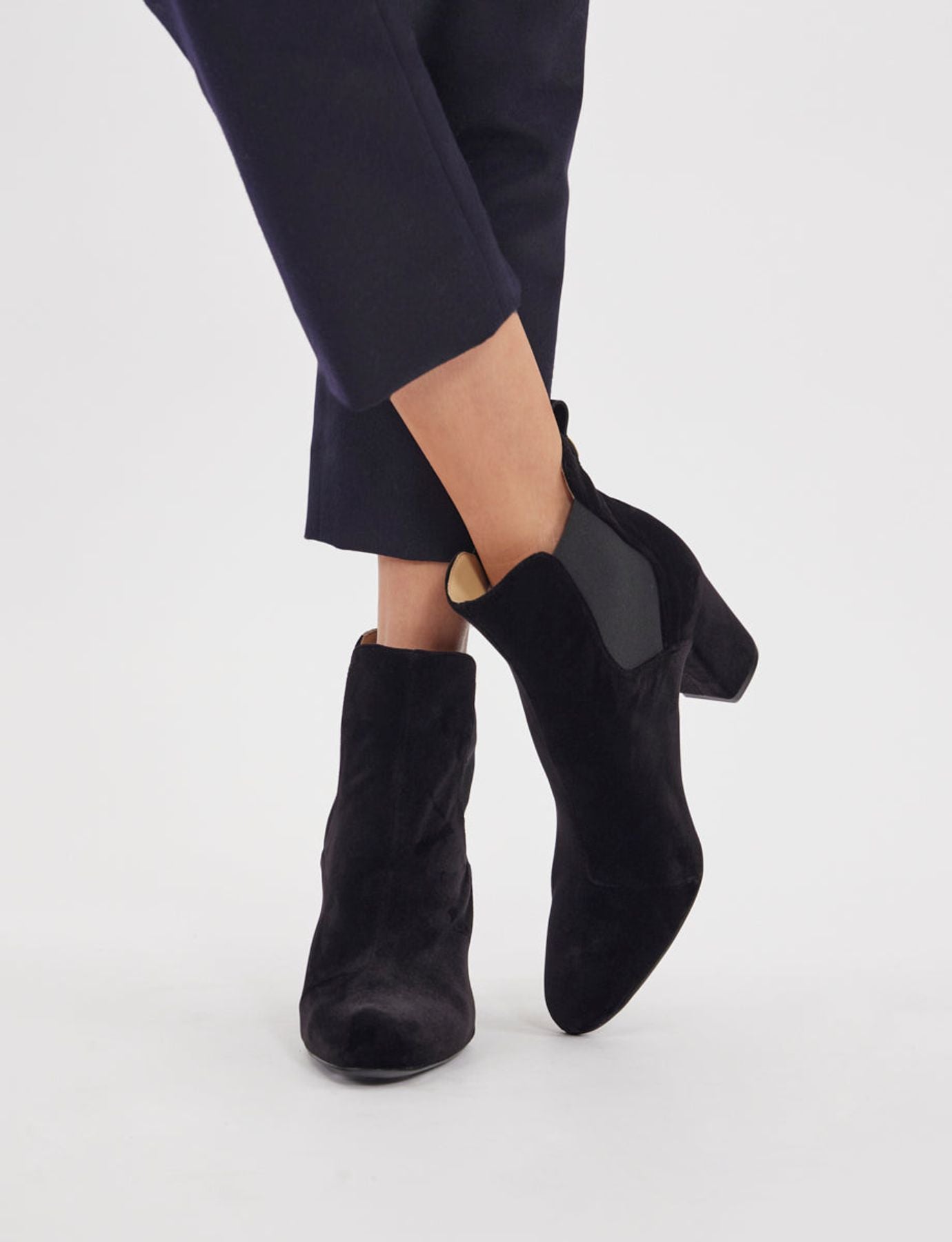 Chelsea boots à talon, velours noir