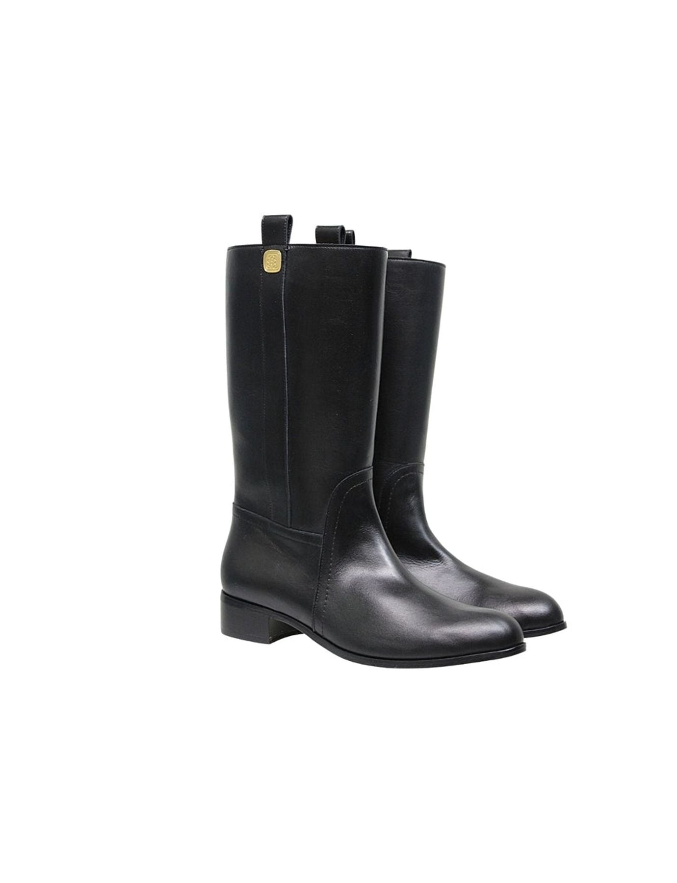 Bottes hautes en cuir noir