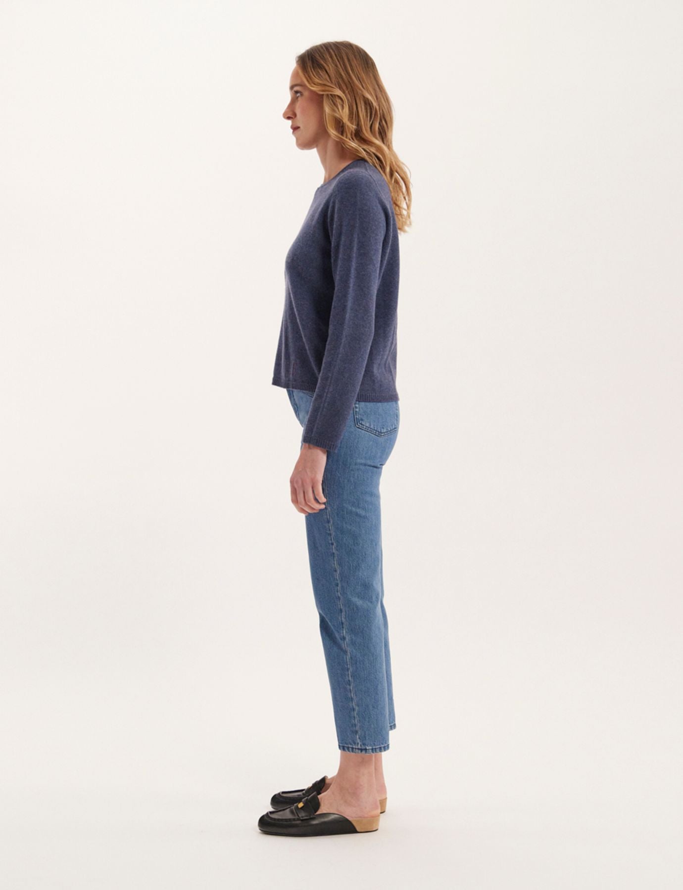 Pull Angelina laine et cachemire bleu denim