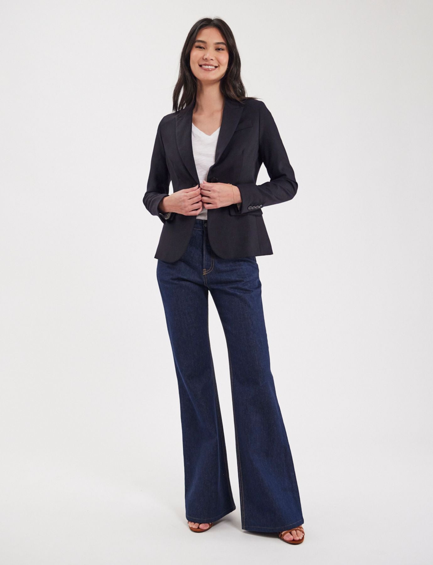 Veste Nicoletta en laine bleu marine