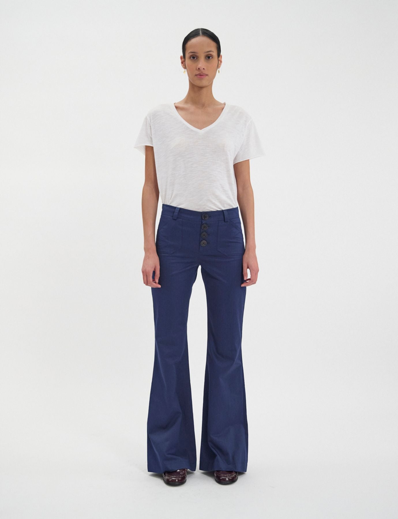 Pantalon Charlotte en coton bleu marine