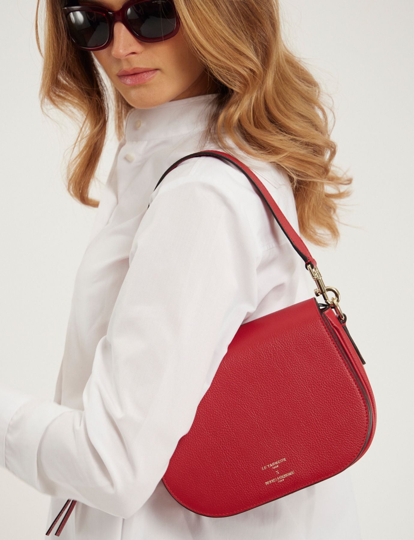 Petit sac à bandoulière rouge Ines x Le Tanneur