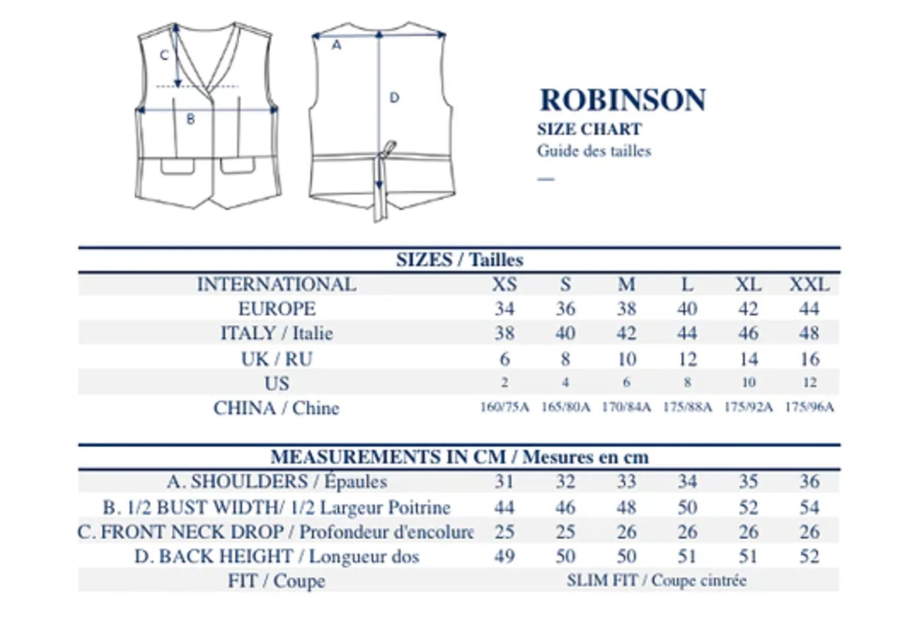 Gilet Robinson bleu et blanc