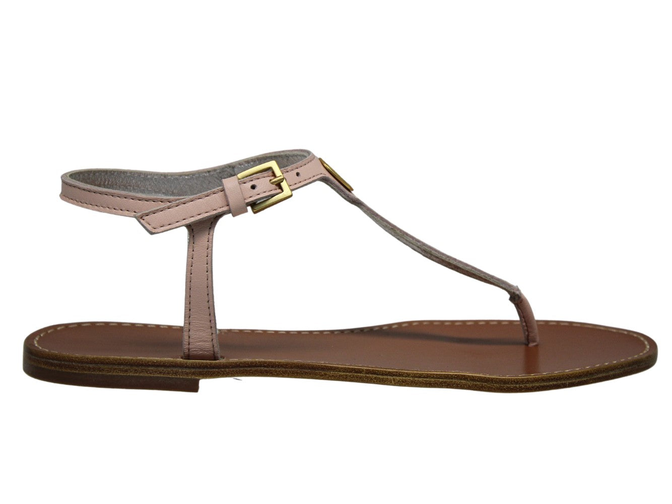 Sandales plates cuir nude