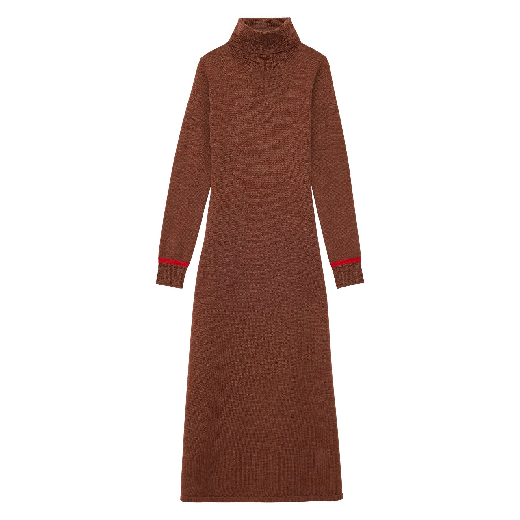 divine-brown-turtleneck-dress-with-fuchsia-trim